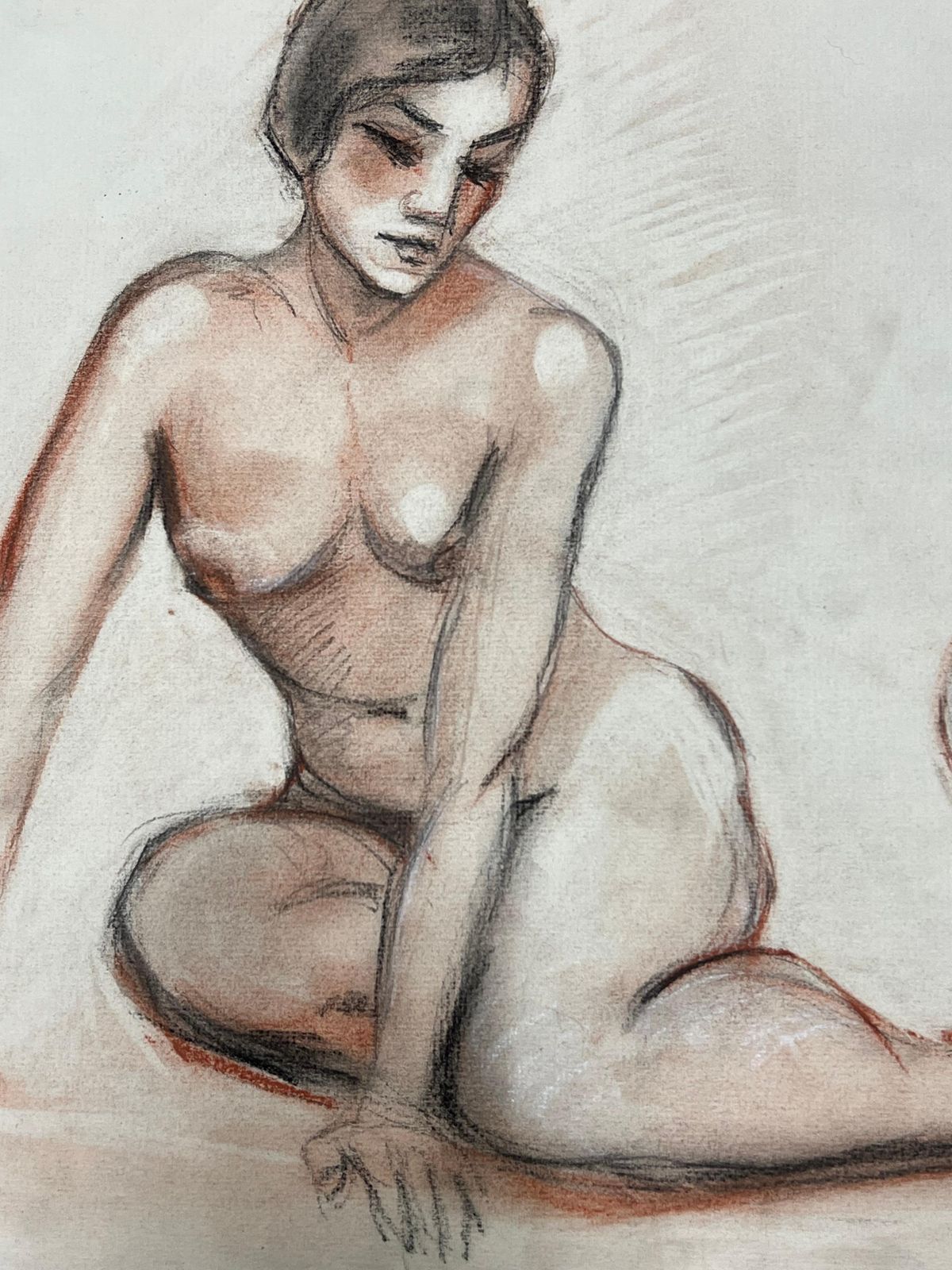 Dagmar Web1960's Original French Pastel Sketch Expressive Dual Seated Nude Models1960's photo 244.0