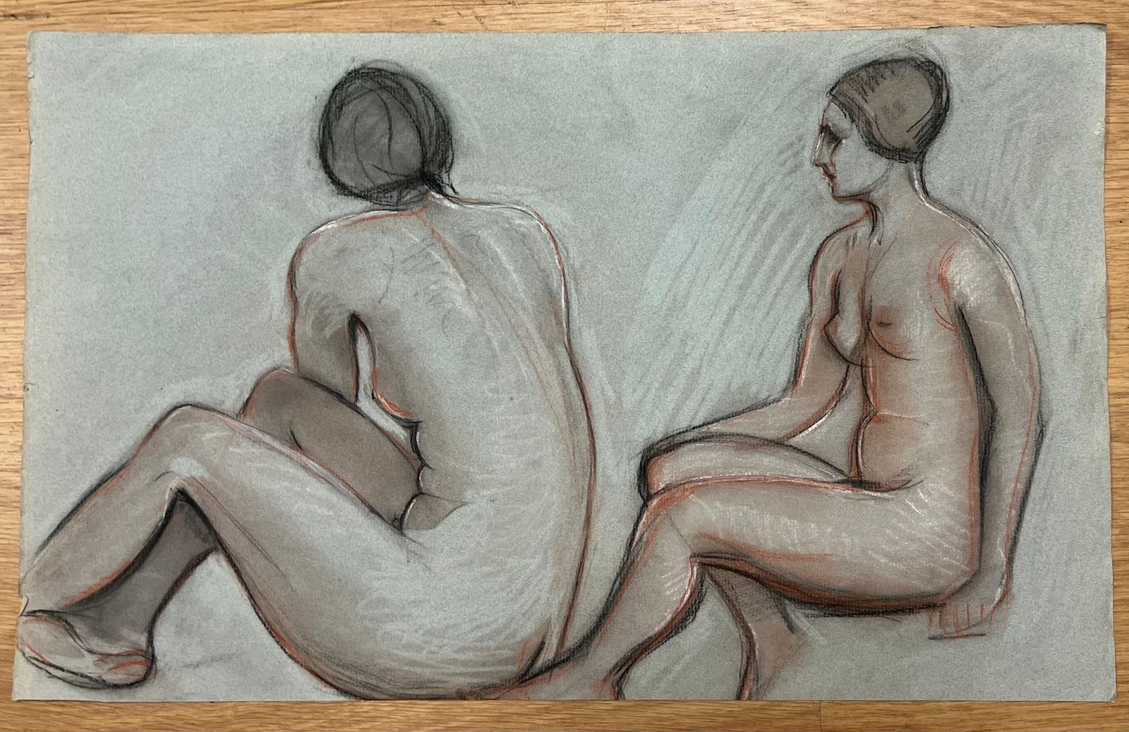 Dagmar Web1960's Original French Pastel Sketch Dual Seated Nude Models1960's photo furniture