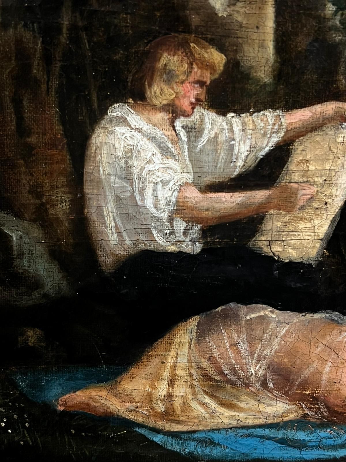 French School18th Century French Oil Artist Painting Nude Model Classical Garden Scene18th Century photo vinterior