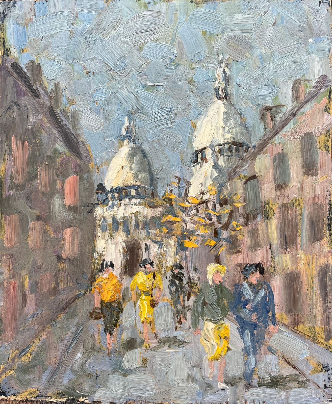 Fanch Lelfrench Impressionist Oil Painting Of Montmartre With Sacré Cœur Basilica