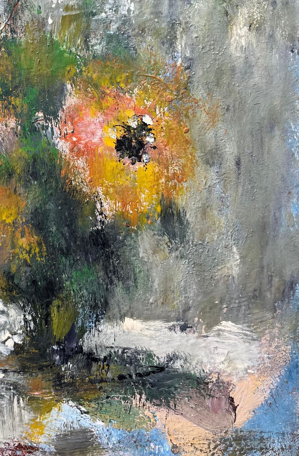 Fanch Lelfrench Impressionist Oil Painting Of Still Life Of Wildflowers In A Vase photo for sale