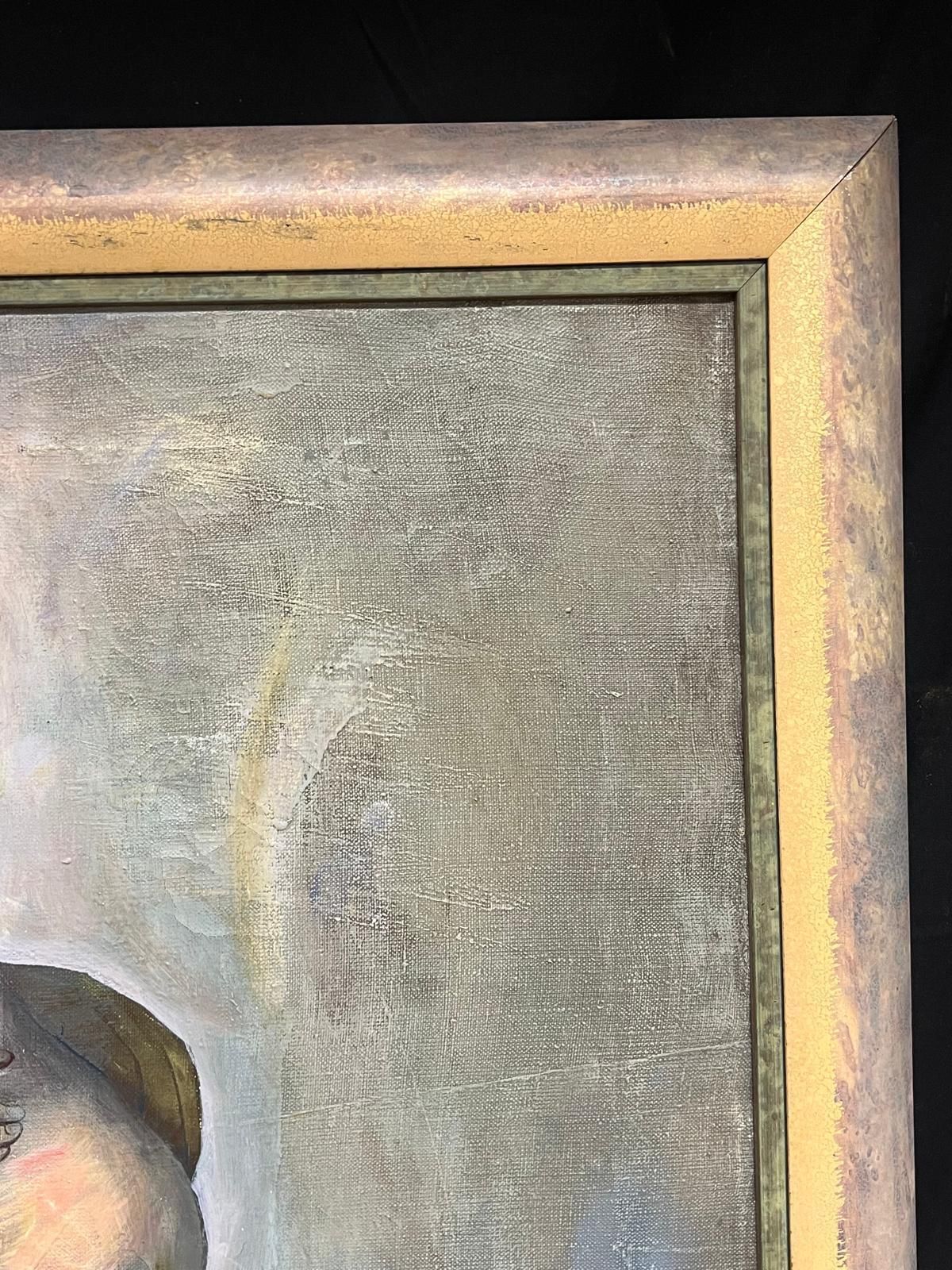 Russian Schoolrussian Modernist 20th Century Oil Painting Male Nudes In Embrace Abstractmid 20th Century photo for sale