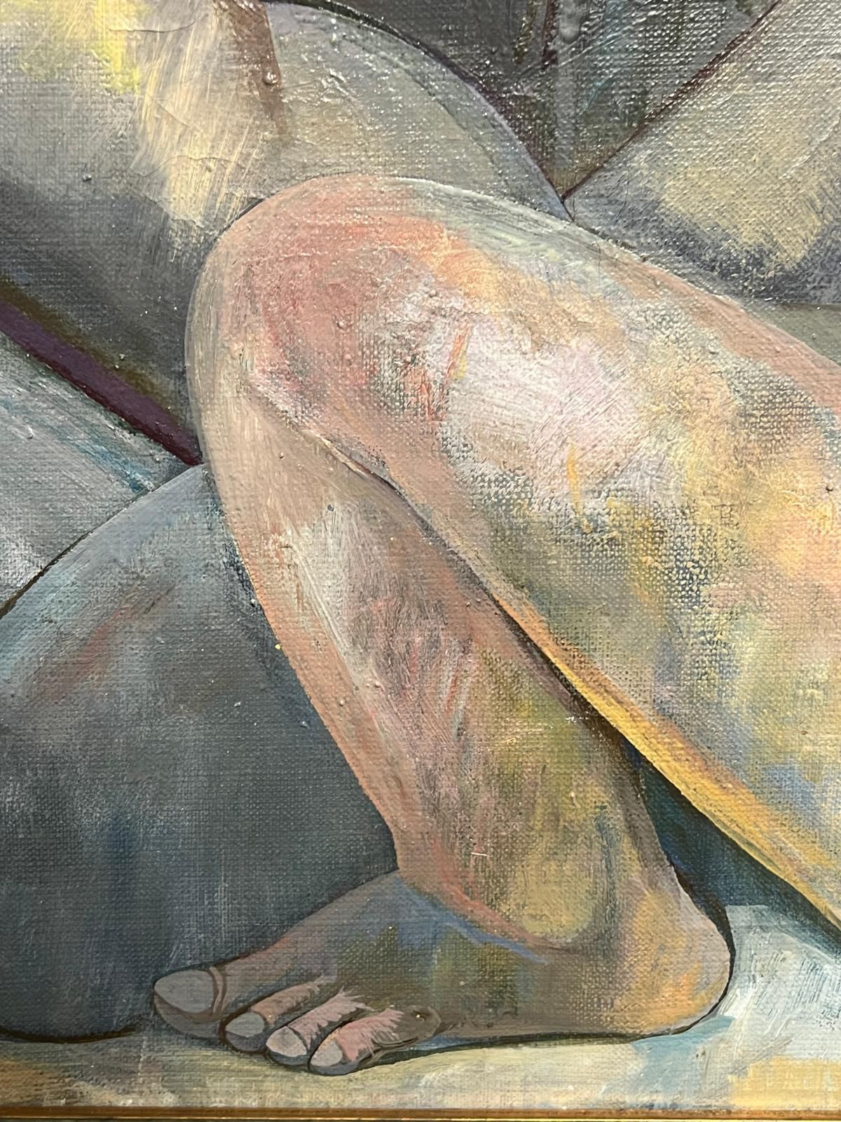 Russian Schoolrussian Modernist 20th Century Oil Painting Male Nudes In Embrace Abstractmid 20th Century photo buy