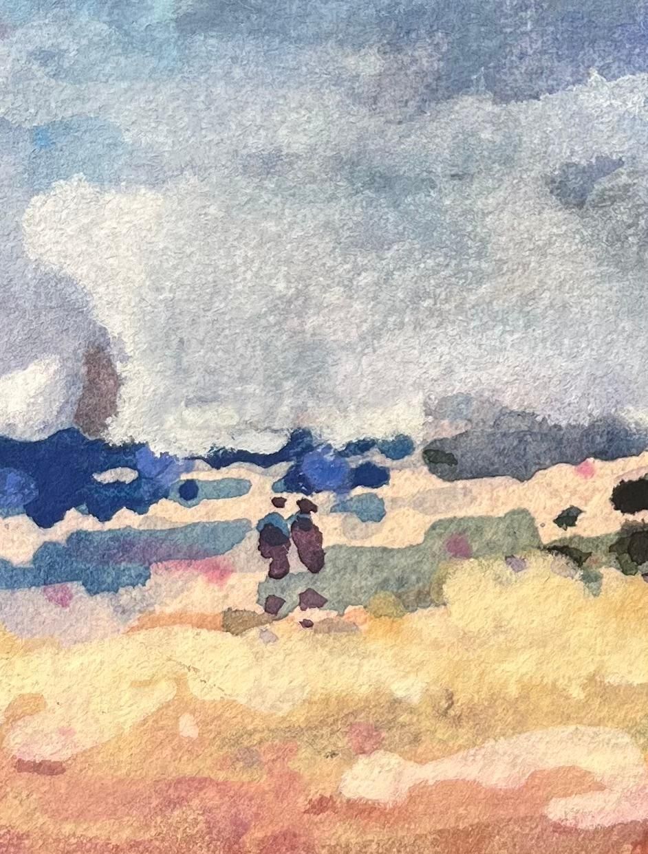 Maurice Mazeiliefrench Impressionist Watercolor Of A Coastal Landscape With Rolling Hills photo vinterior