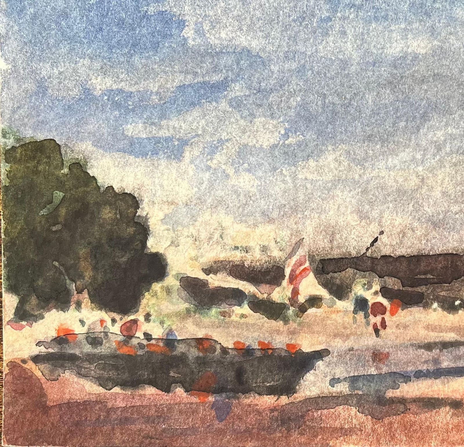 Maurice Mazeiliefrench Impressionist Watercolor Of Boats And Coastal Figures At The Shore2019 photo Art