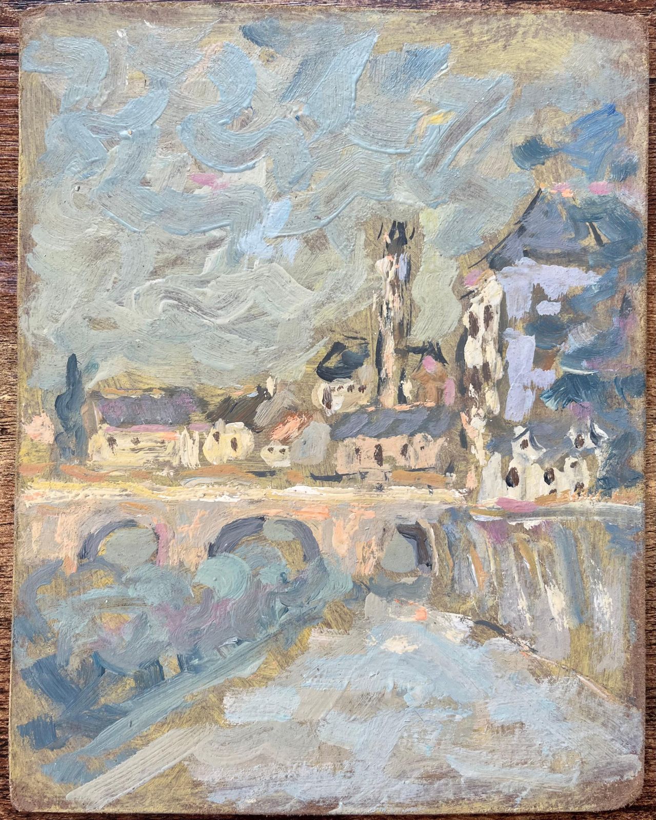 Fanch Lelfrench Impressionist Oil Painting Of Moret Sur Loing, France photo furniture