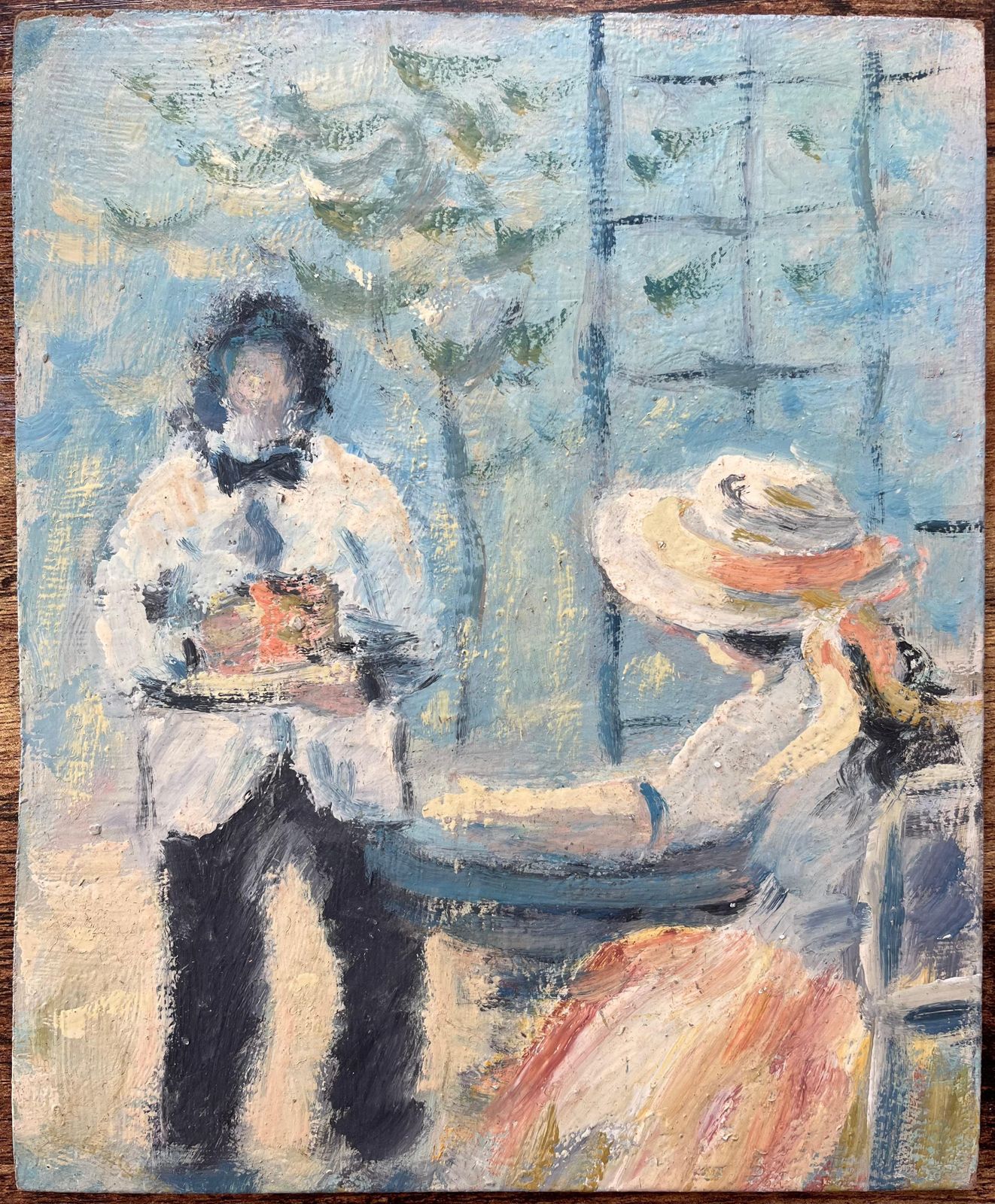 Fanch Lelfrench Impressionist Oil Painting Of Provencal Service In The Garden1991 photo furniture