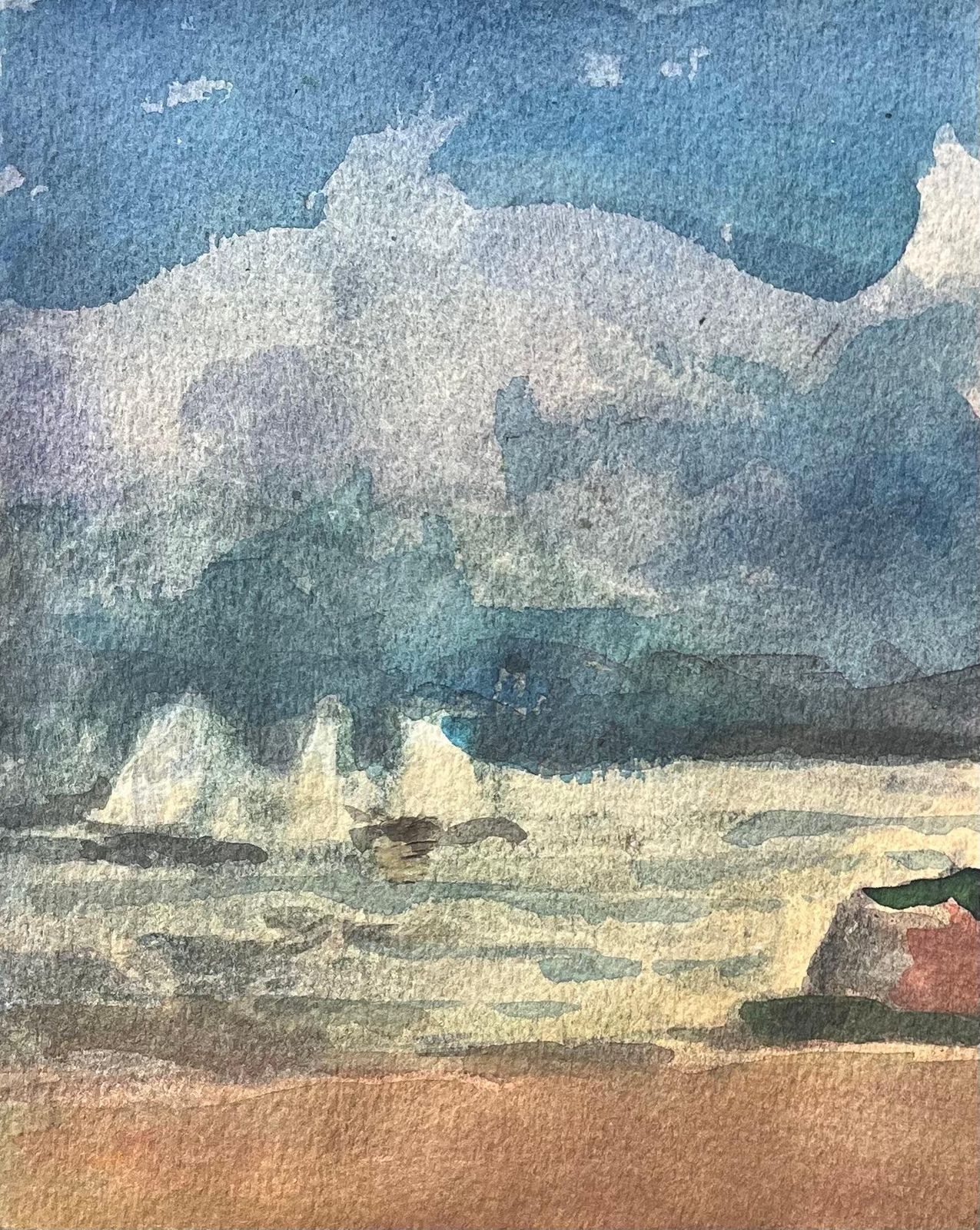 Maurice Mazeiliefrench Impressionist Watercolor Of Coastal Lighthouse Scene photo 148.0