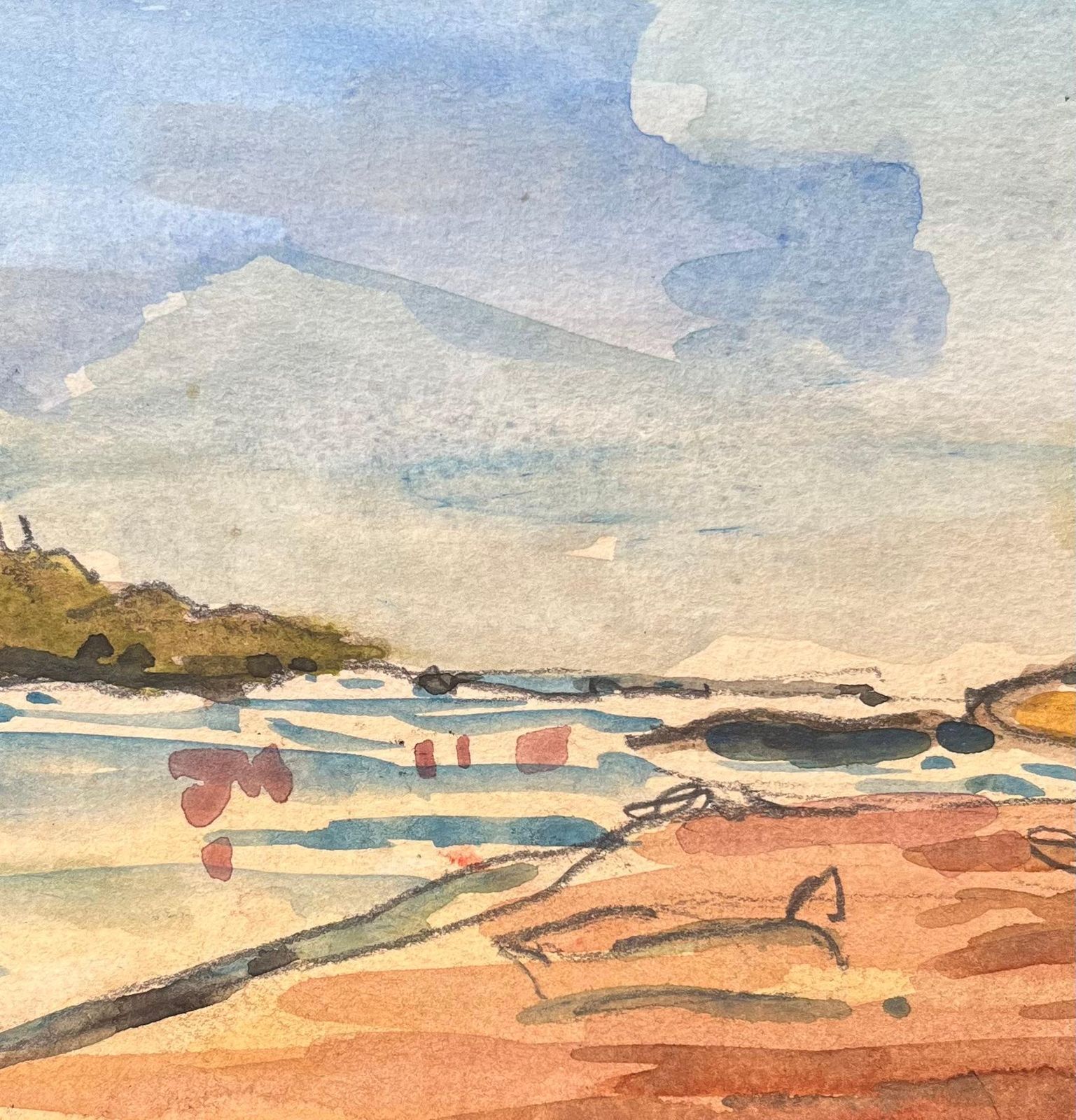 Maurice Mazeiliefrench Impressionist Watercolor Of Coastal Scene With Lighthouse photo Art