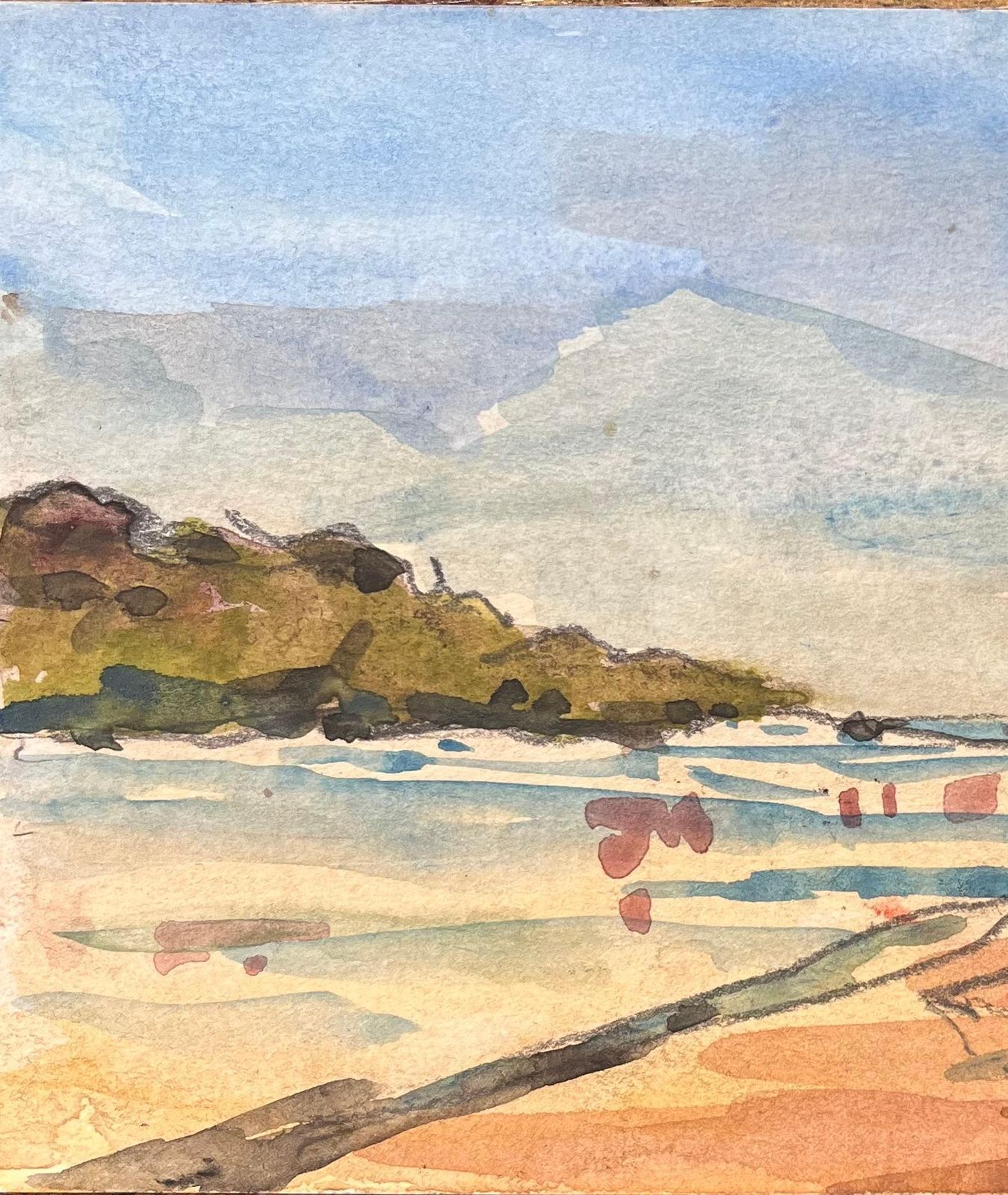 Maurice Mazeiliefrench Impressionist Watercolor Of Coastal Scene With Lighthouse photo 260.0