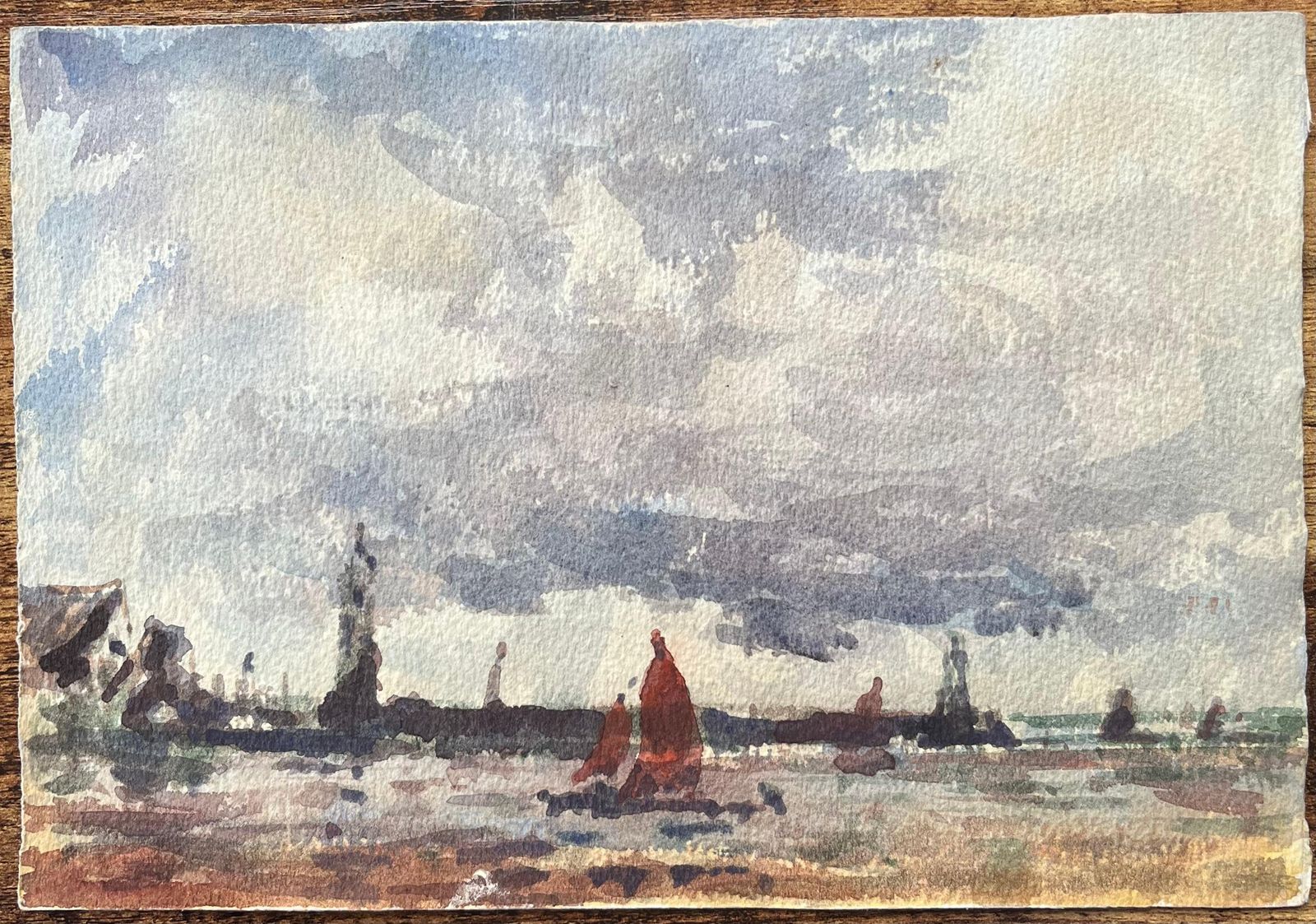 Maurice Mazeiliefrench Impressionist Watercolor Of Sailboats In A Calm Bay photo furniture