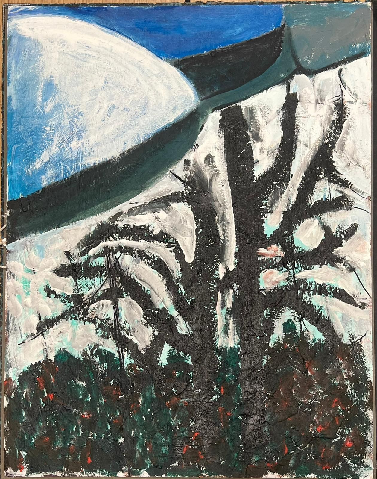 Armand Rottenbergfrench Expressionist Abstract Painting Textured Trees And Snowy Mountains photo furniture