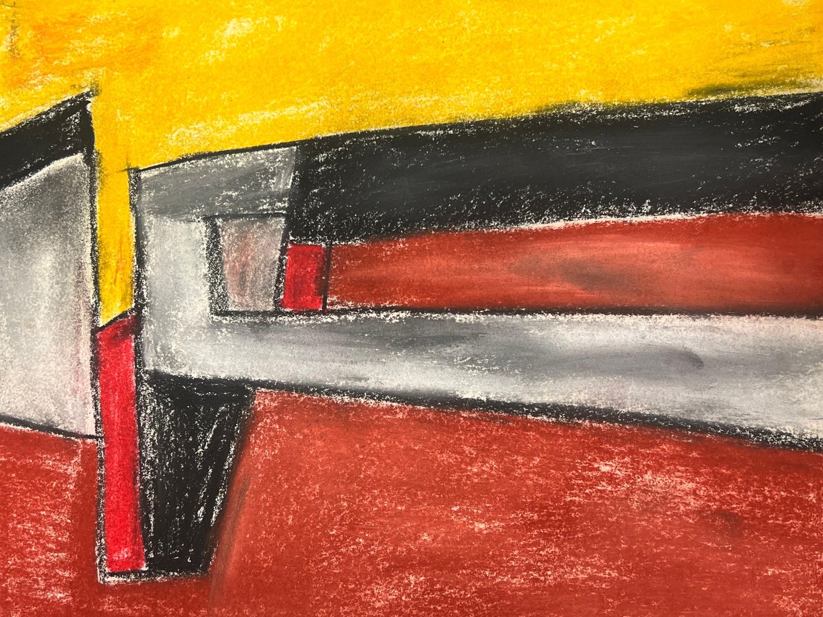 Robert Somertonabstract Expressionist British Original Pastel Yellow Black And Red Colorsc. 2022 photo for sale