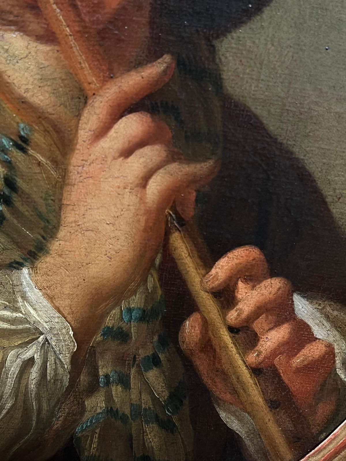 French Schoolfrench Rococo 18th Century Portrait Young Boy Playing A Flute Oval Oil Painting18th photo vinterior