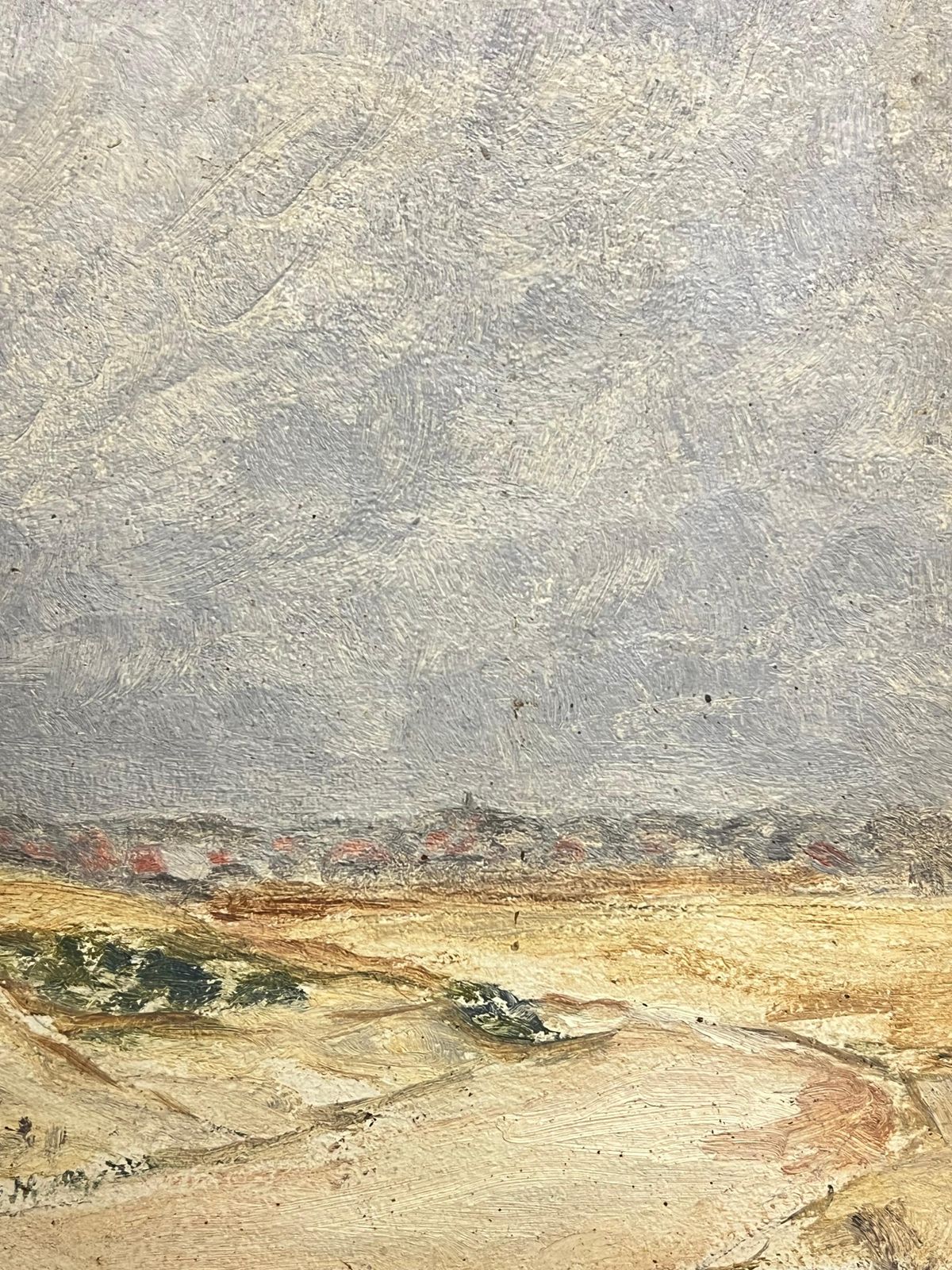 Simone Forge1930's French Impressionist Coastal Dunes With Distant Village Horizon Under Sky19th Century photo for sale