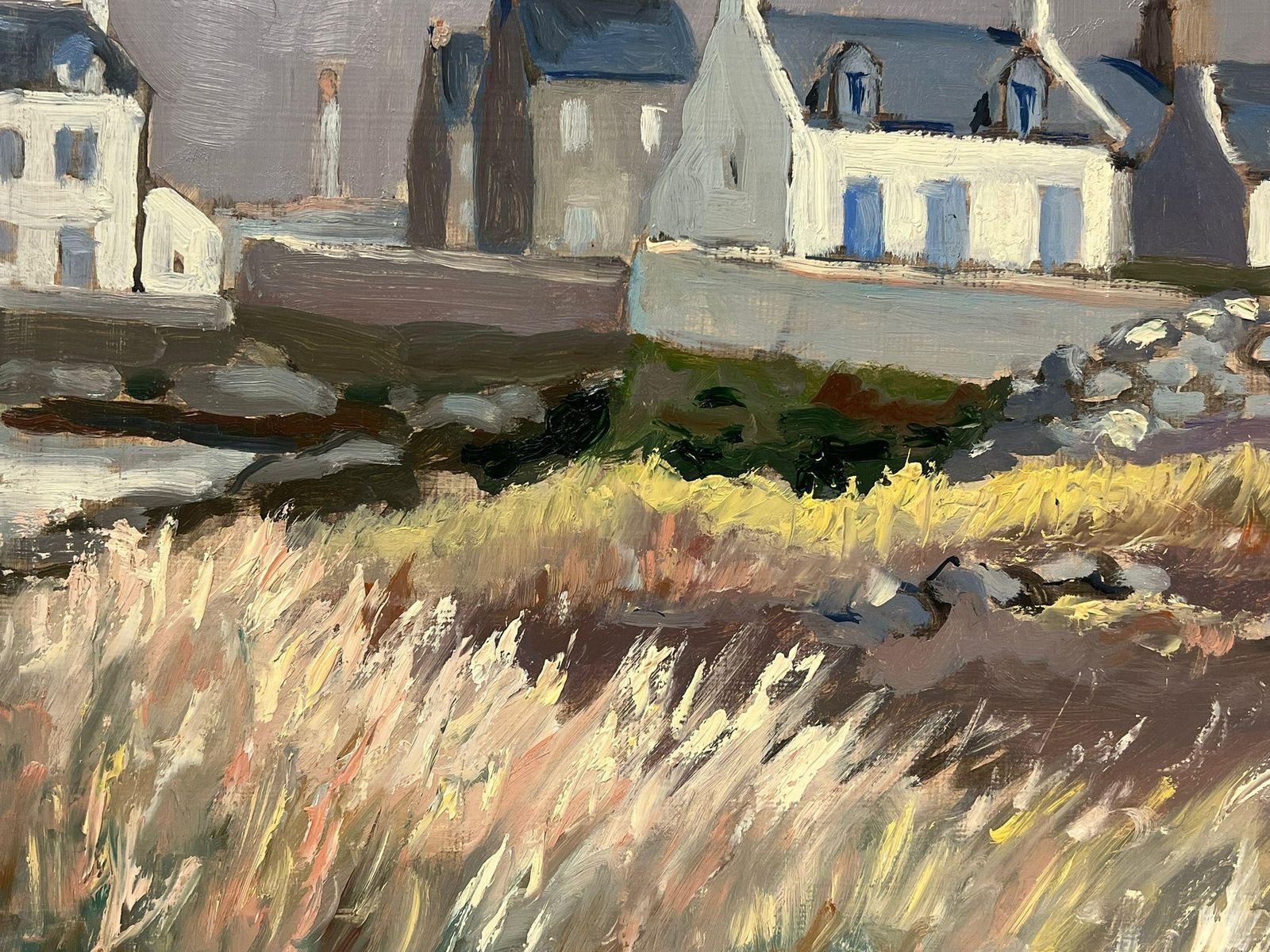 Georges Bordonovemoody Seaside Village French Landscape With Stormy Sky And Windswept Grasses1997 photo 723.0