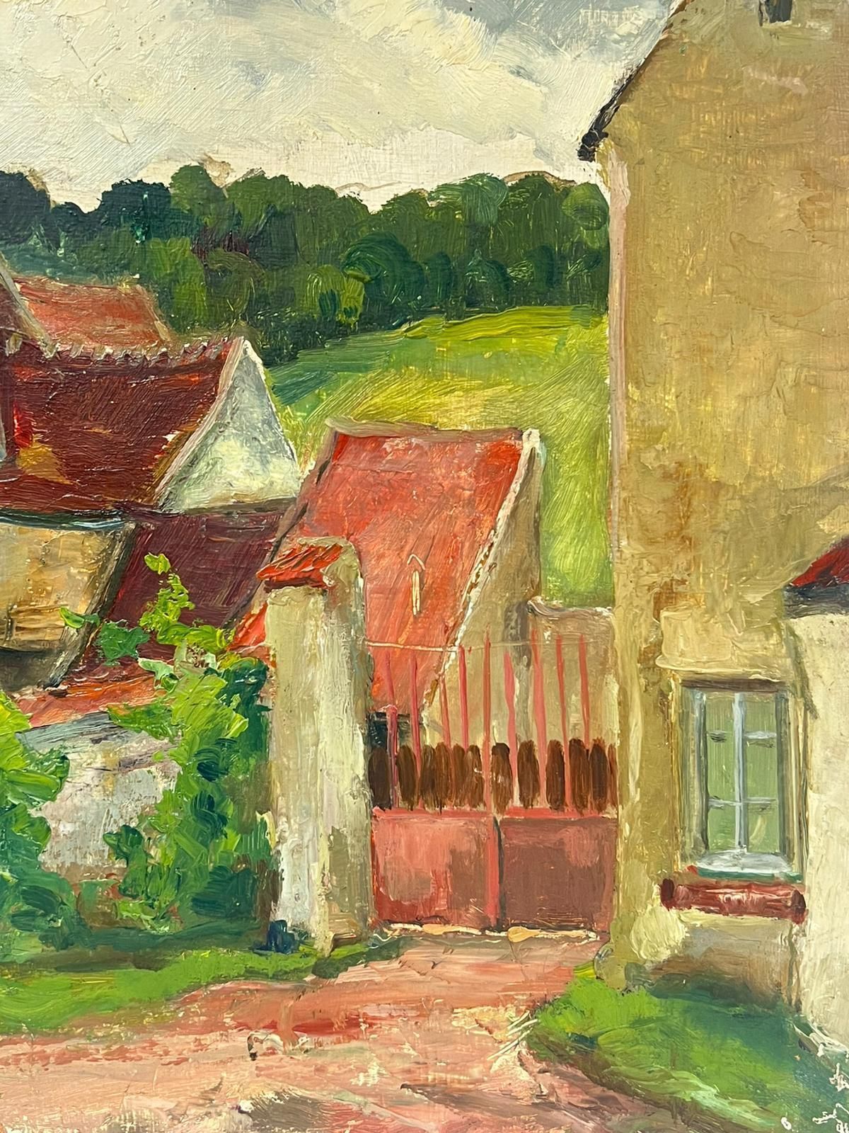 Regine Davidcharming Rural French Village Scene With Rustic Stone Houses Red Tiled Roofs1950's photo for sale