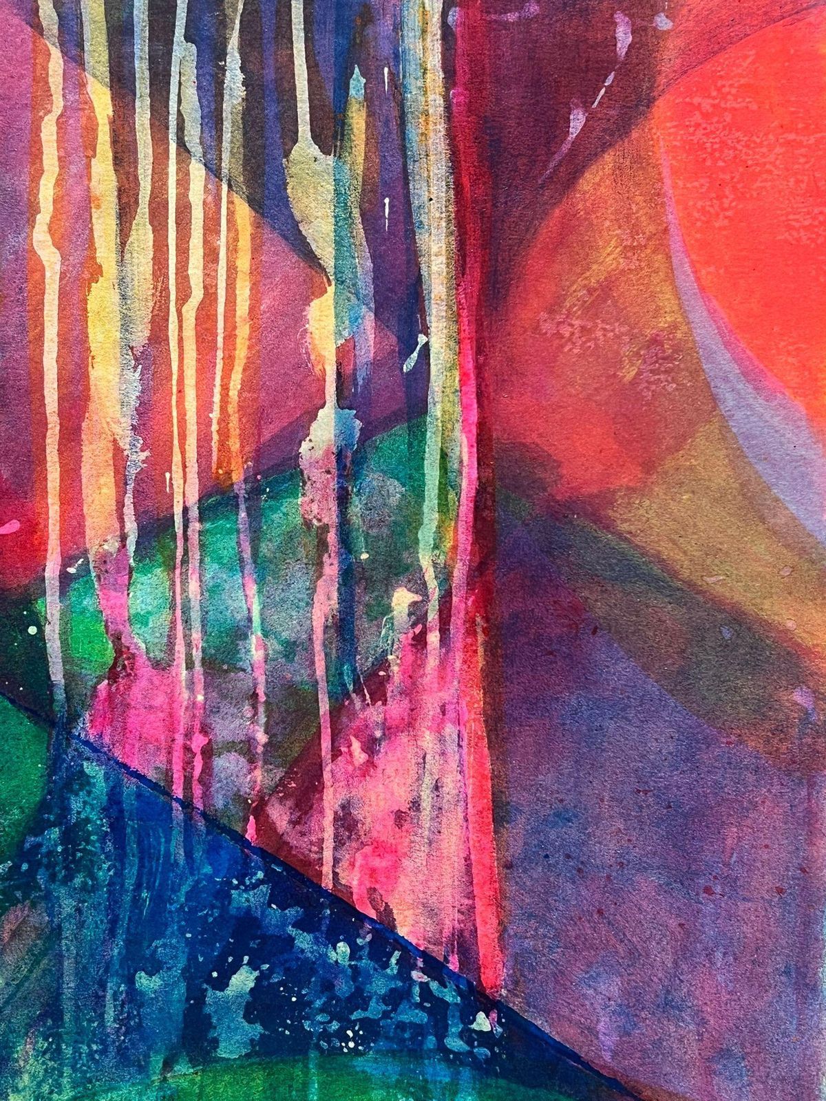 French Schoolvibrant Abstract Painting With Richly Layered Colors Bold Geometric Shapesmid 20th Century photo furniture