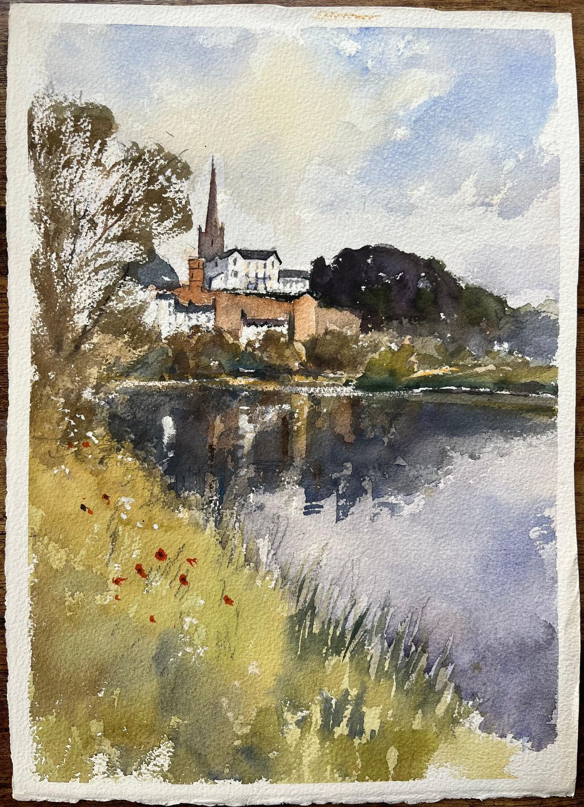 Anthony Averybritish Impressionist Watercolor Of Church Reflection By The Riverside photo furniture