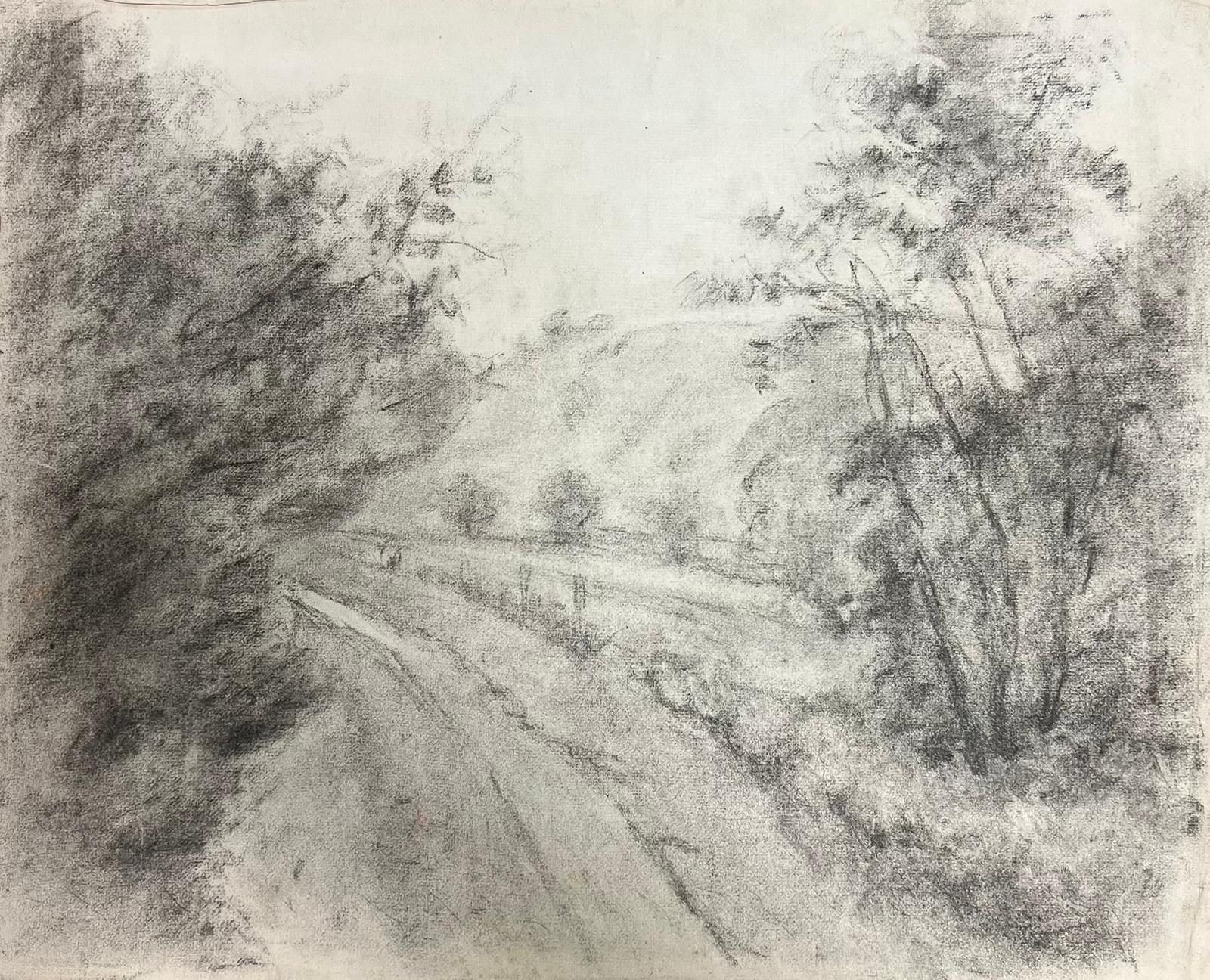 Regine Davidmisty Country Road Through Woodland Atmospheric Charcoal Landscape1957