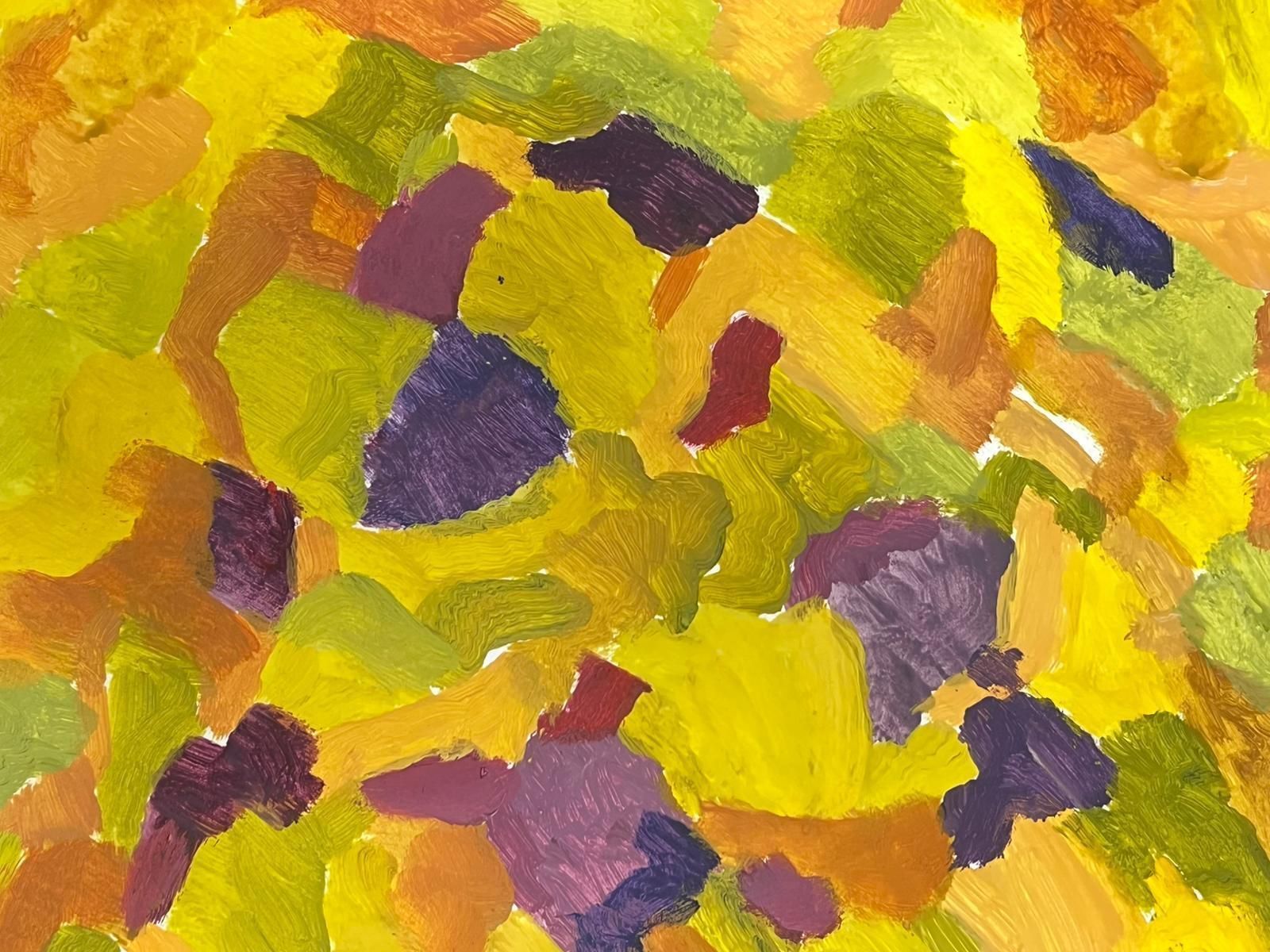 Jill Jacksonvibrant Abstract Expressionist Painting In Warm Yellow Tones And Pops Of Purple photo 459.0