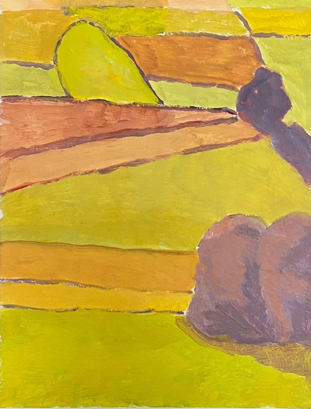 Jill Jacksonabstract Expressionist Landscape In Vibrant Yellow And Earth Tones