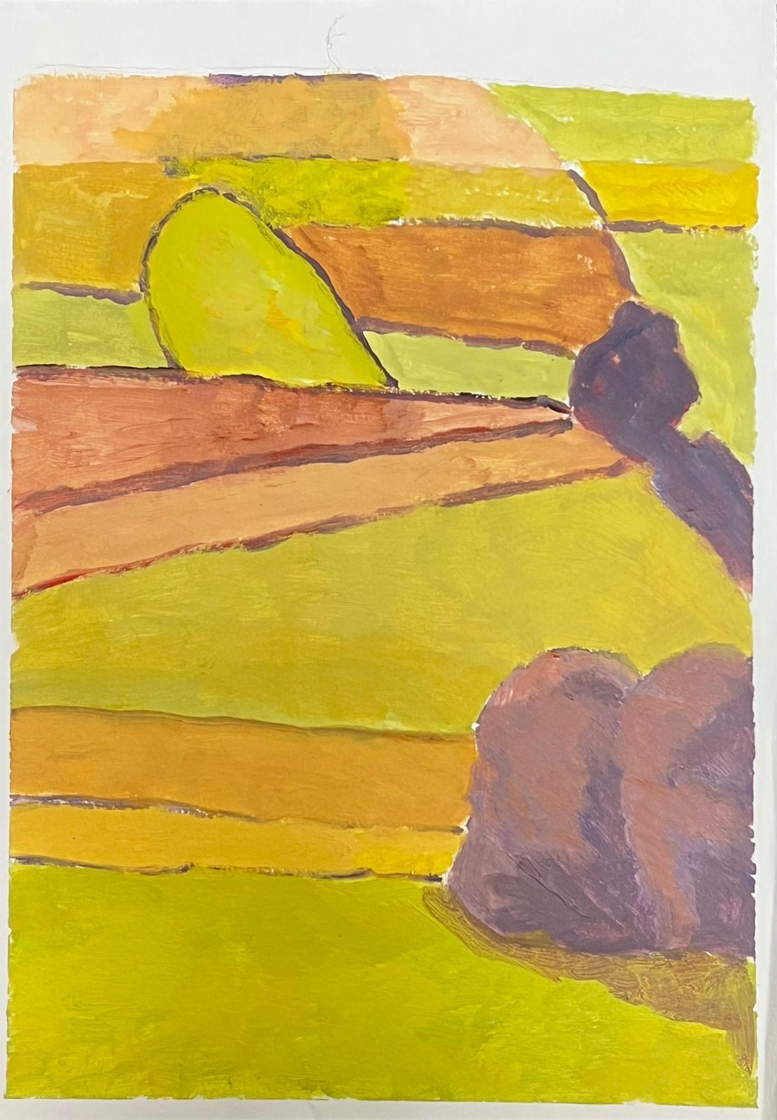 Jill Jacksonabstract Expressionist Landscape In Vibrant Yellow And Earth Tones photo furniture