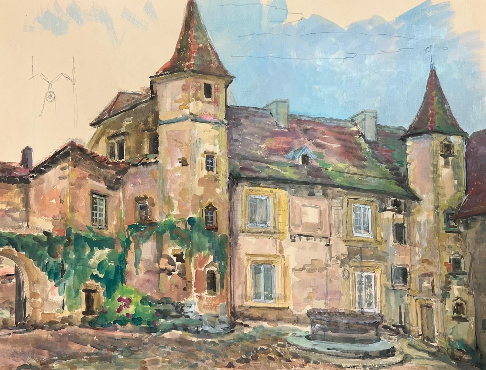 Regine Davidquaint French Chateau Courtyard With Ivy Clad Walls And Stone Well France1950's