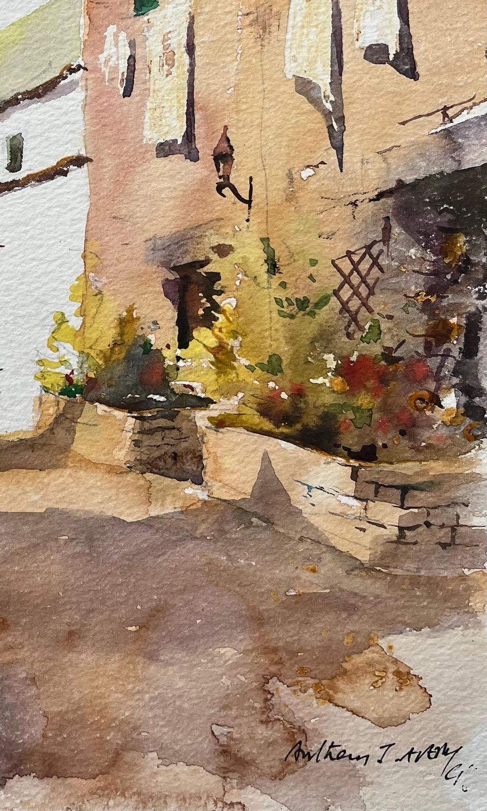 Anthony Averybritish Impressionist Watercolor Of A Street Scene In Tossa De Mar, Costa Brava photo for sale