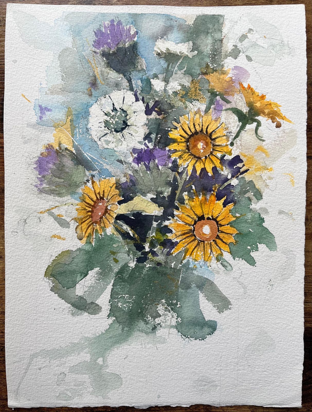 Anthony Averybritish Impressionist Watercolor Of A Vibrant Wildflower Bouquet photo furniture