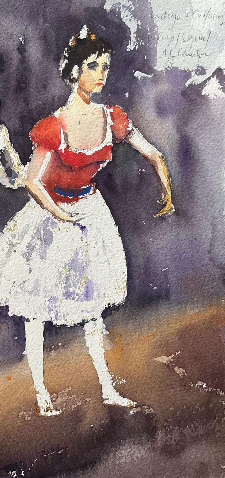 Anthony Averybritish Impressionist Watercolor Of Two Performers In A Scene From Coppélia photo vinterior