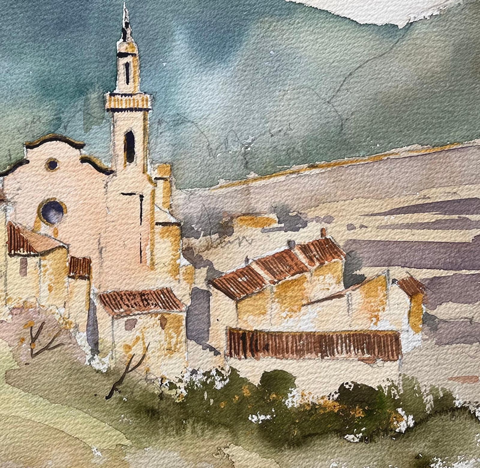 Anthony Averybritish Impressionist Watercolor Of Idyllic Mountain Village photo Art