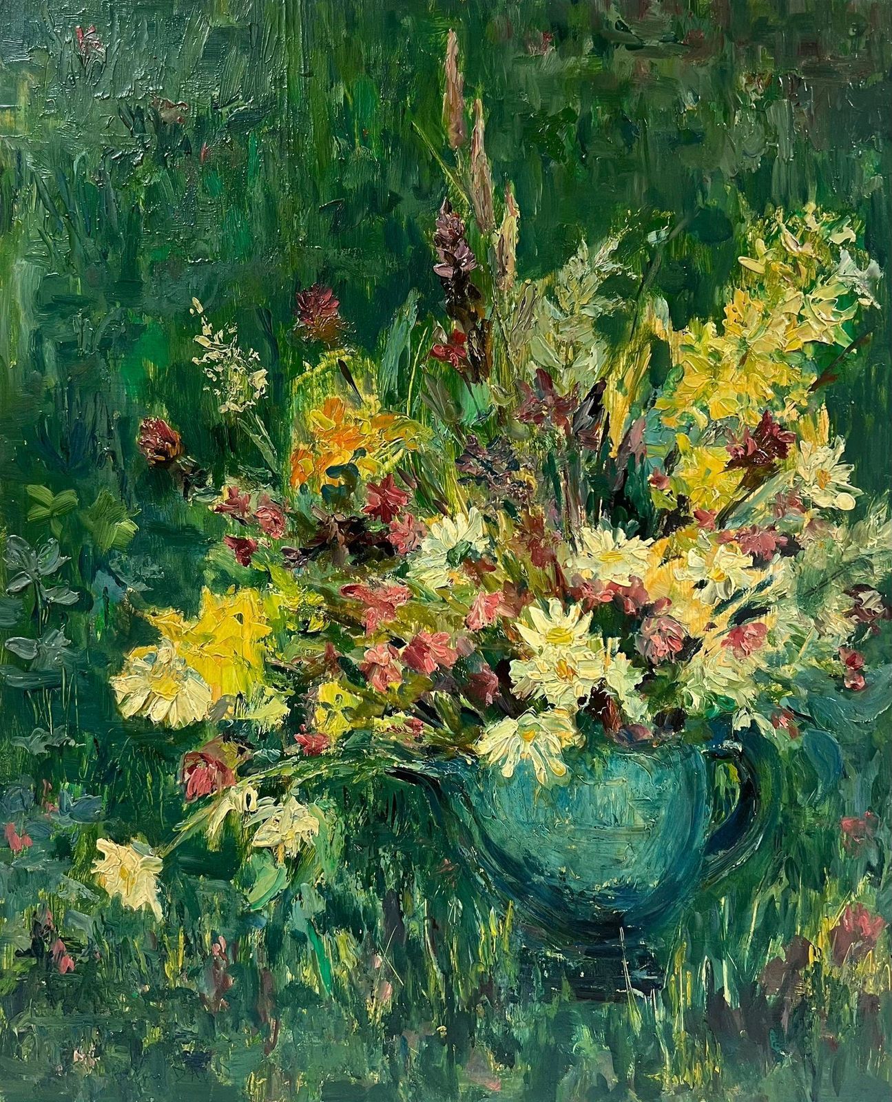 Regine Davidmid 20th Century French Post Impressionist Oil Wild Flowers Picked In Garden1950's