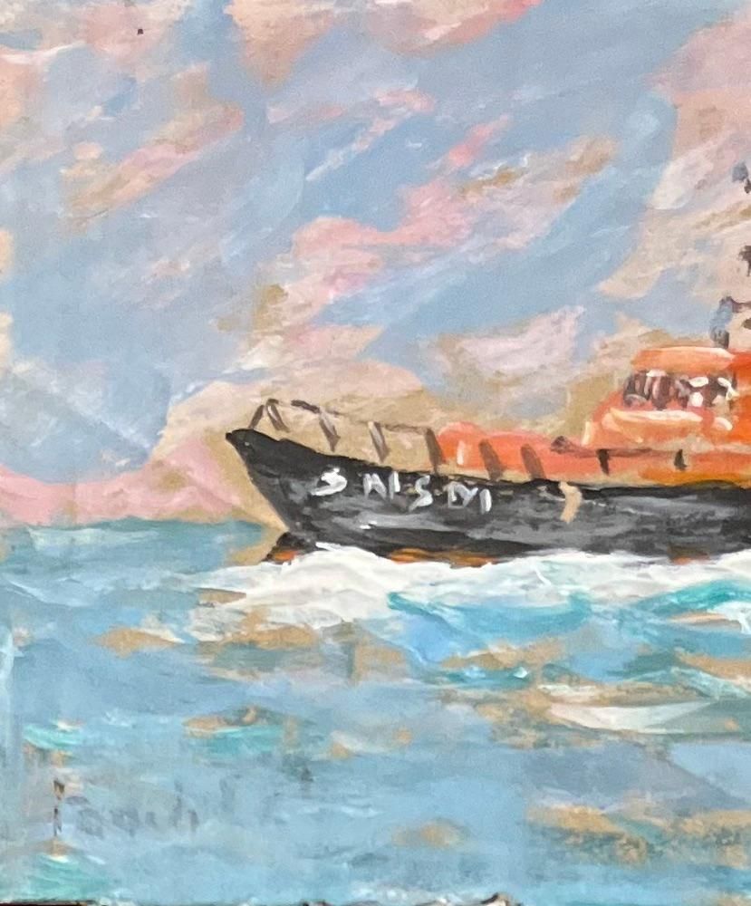 Fanch Lelfrench Impressionist Oil Painting Of Sar Ship At Sea20th Century photo for sale