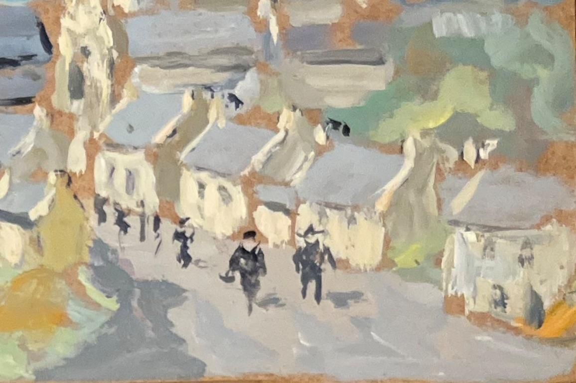 Fanch Lelfrench Impressionist Oil Painting Of A Coastal Village Scene, Vue De Roscoff2000 photo for sale