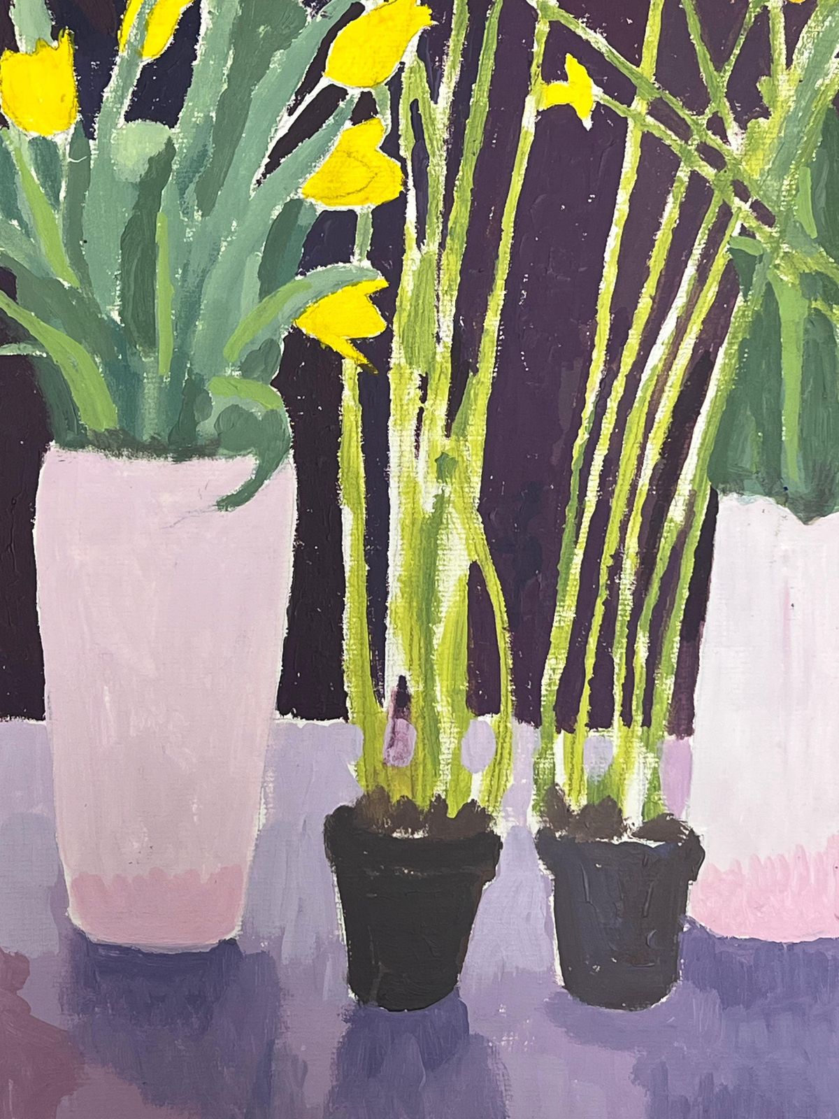 Helen Greenfieldbright Yellow Daffodils And Tulips In A Deep Purple Background photo 709.0