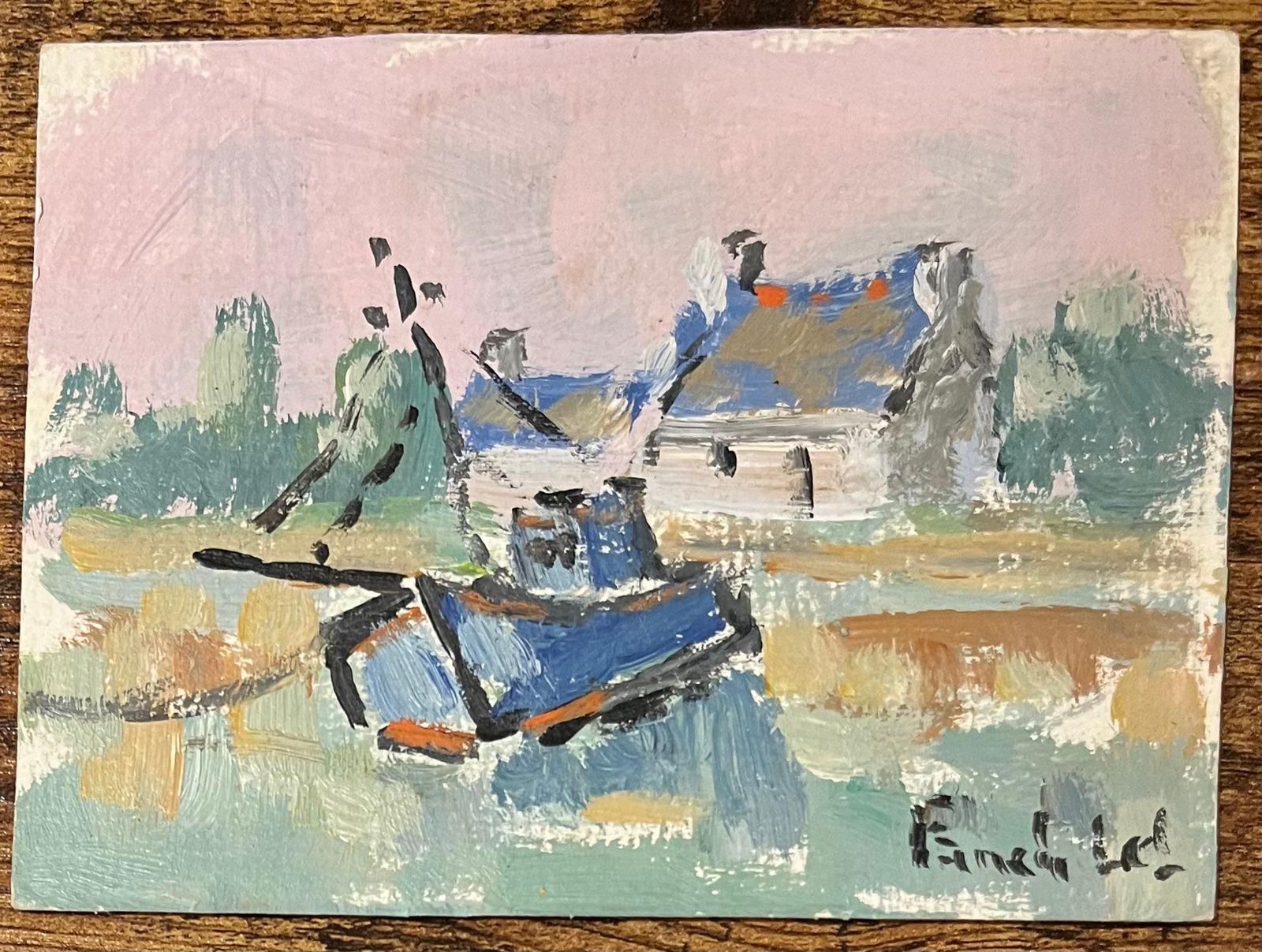 Fanch Lelfrench Impressionist Oil Painting Of A Coastal Village In The Gulf Of Morbihan2009 photo furniture