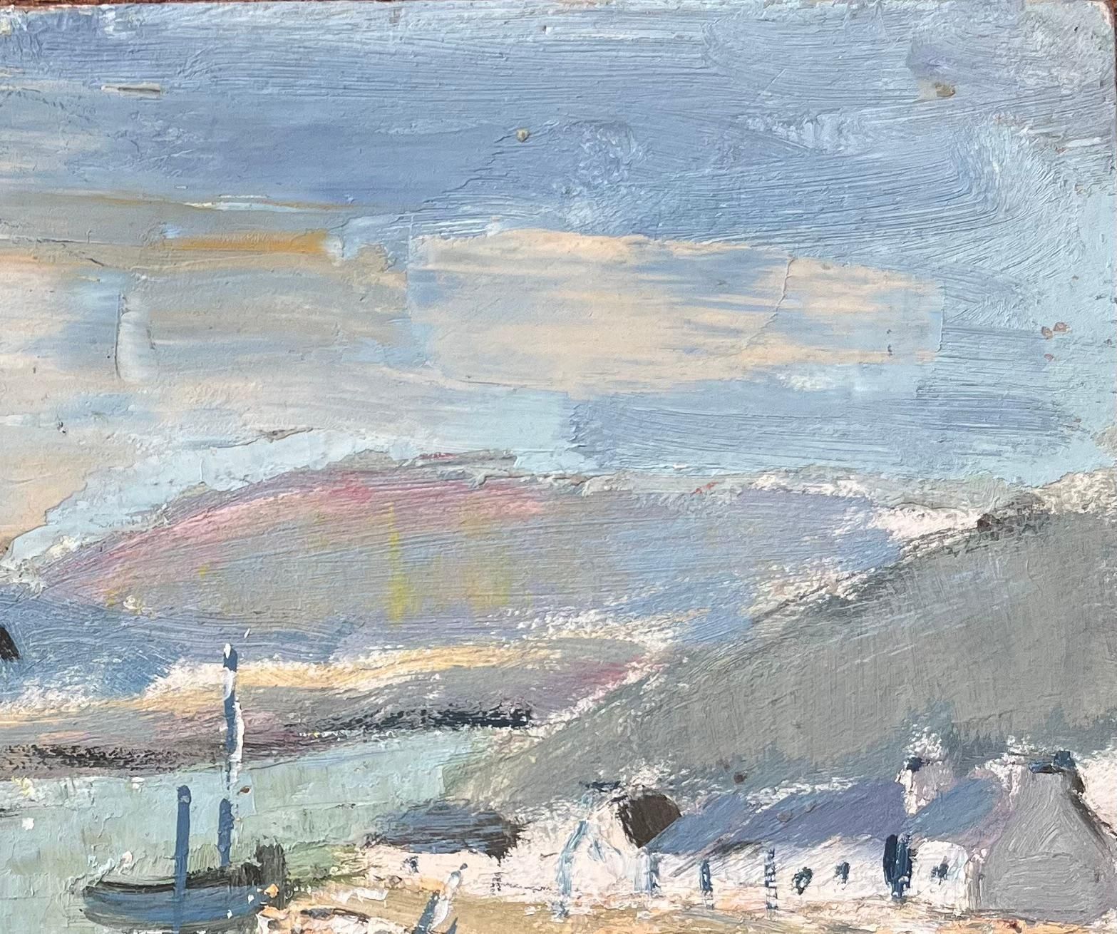 Fanch Lelfrench Impressionist Oil Painting Of Boats In A Coastal Harbour20th Century photo 560.0