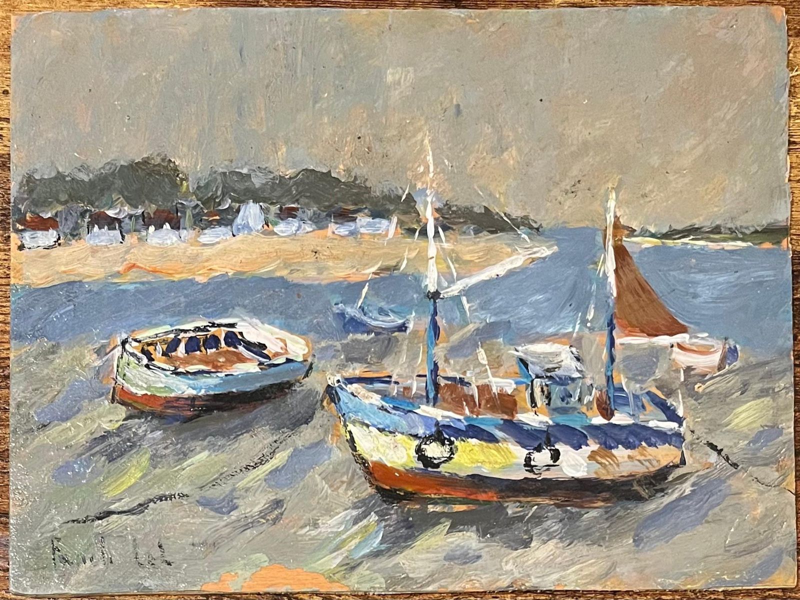 Fanch Lelfrench Impressionist Oil Painting Of Boats At Le Guido2003 photo furniture