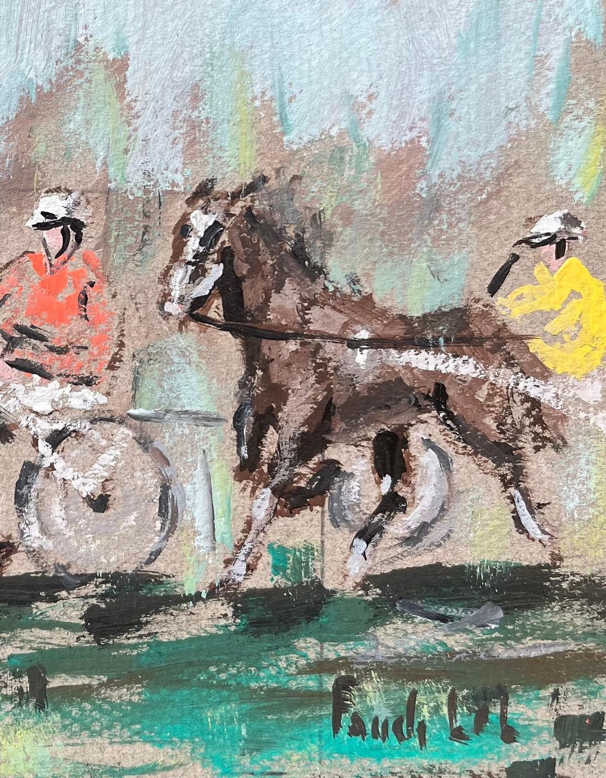 Fanch Lelfrench Impressionist Oil Painting Of Horse Racing At Courses De Marville2007 photo for sale