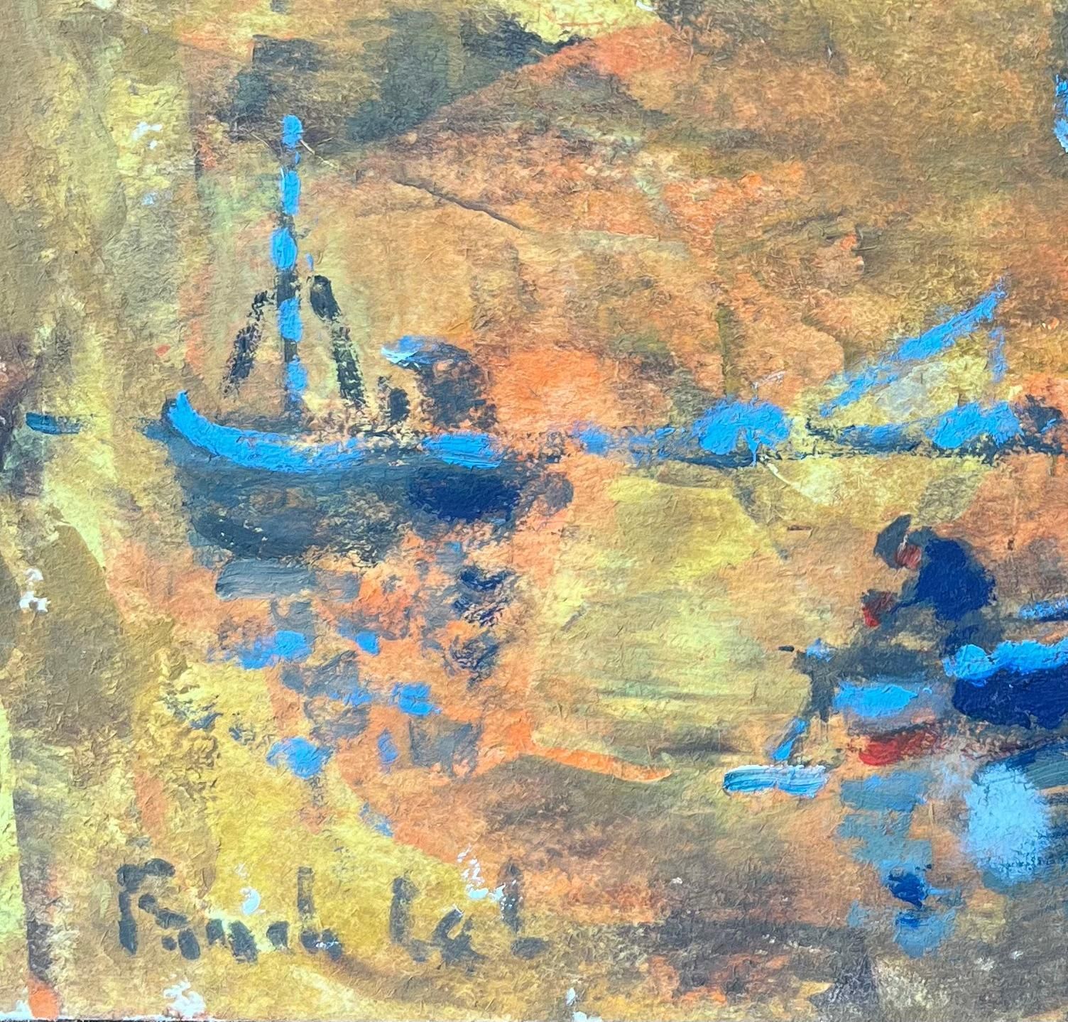 Fanch Lelfrench Impressionist Oil Painting Of Boats In The Harbor At Saint Malo2012 photo vinterior