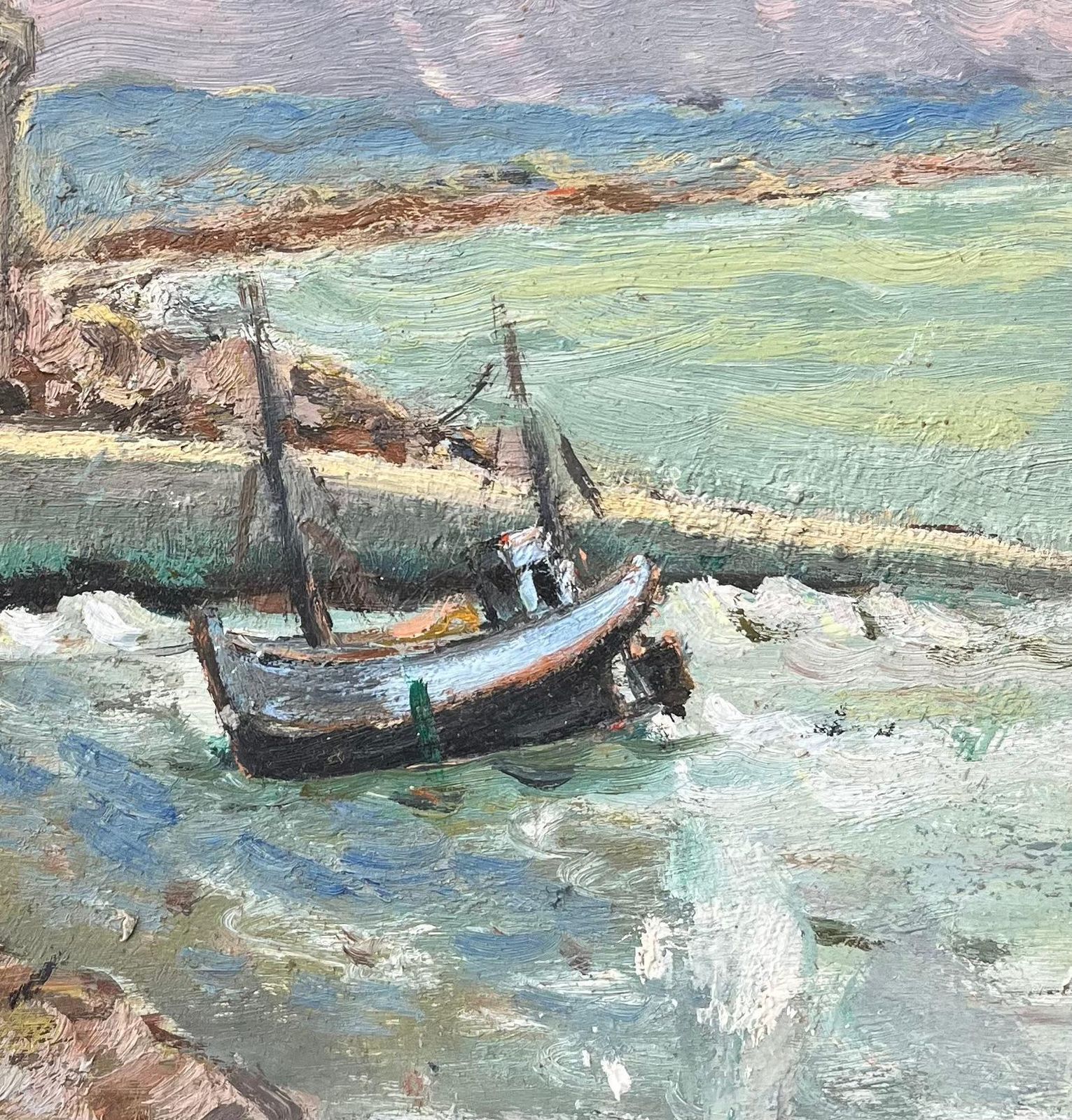 Fanch Lelfrench Impressionist Oil Painting Of View Of The Vauban Tower, Camaret Sur Mer20th Century photo Art