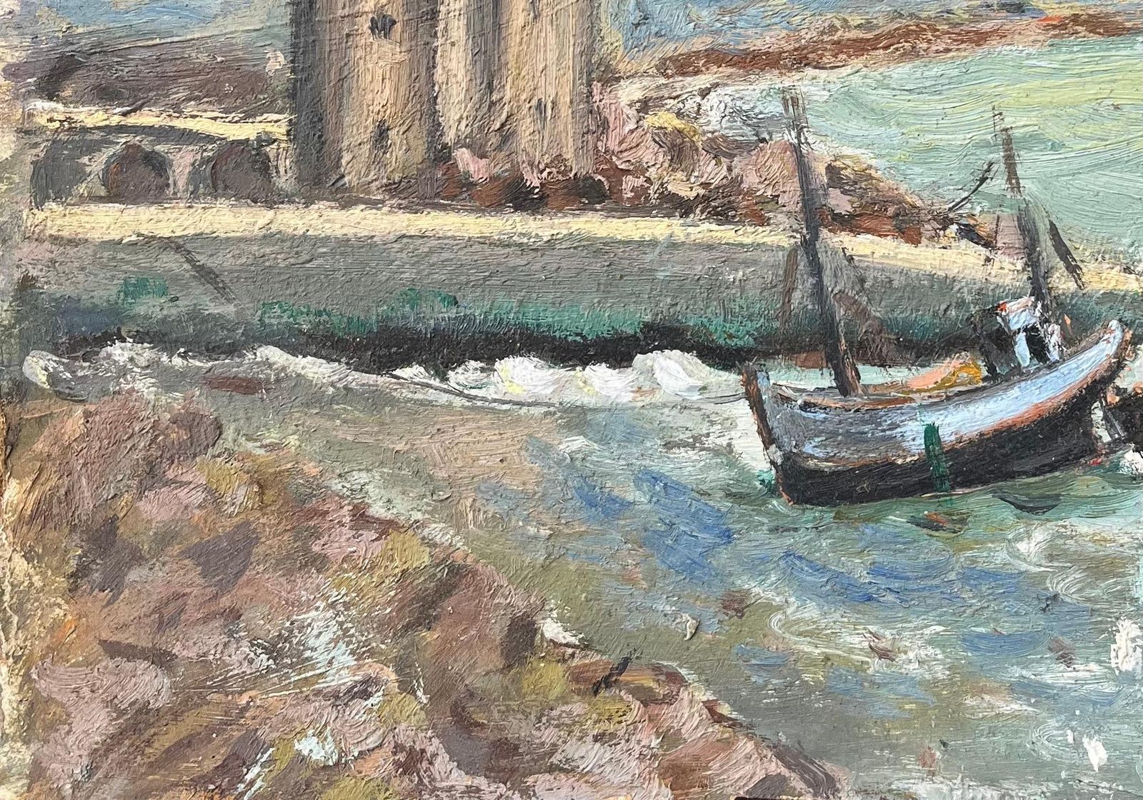 Fanch Lelfrench Impressionist Oil Painting Of View Of The Vauban Tower, Camaret Sur Mer20th Century photo vinterior