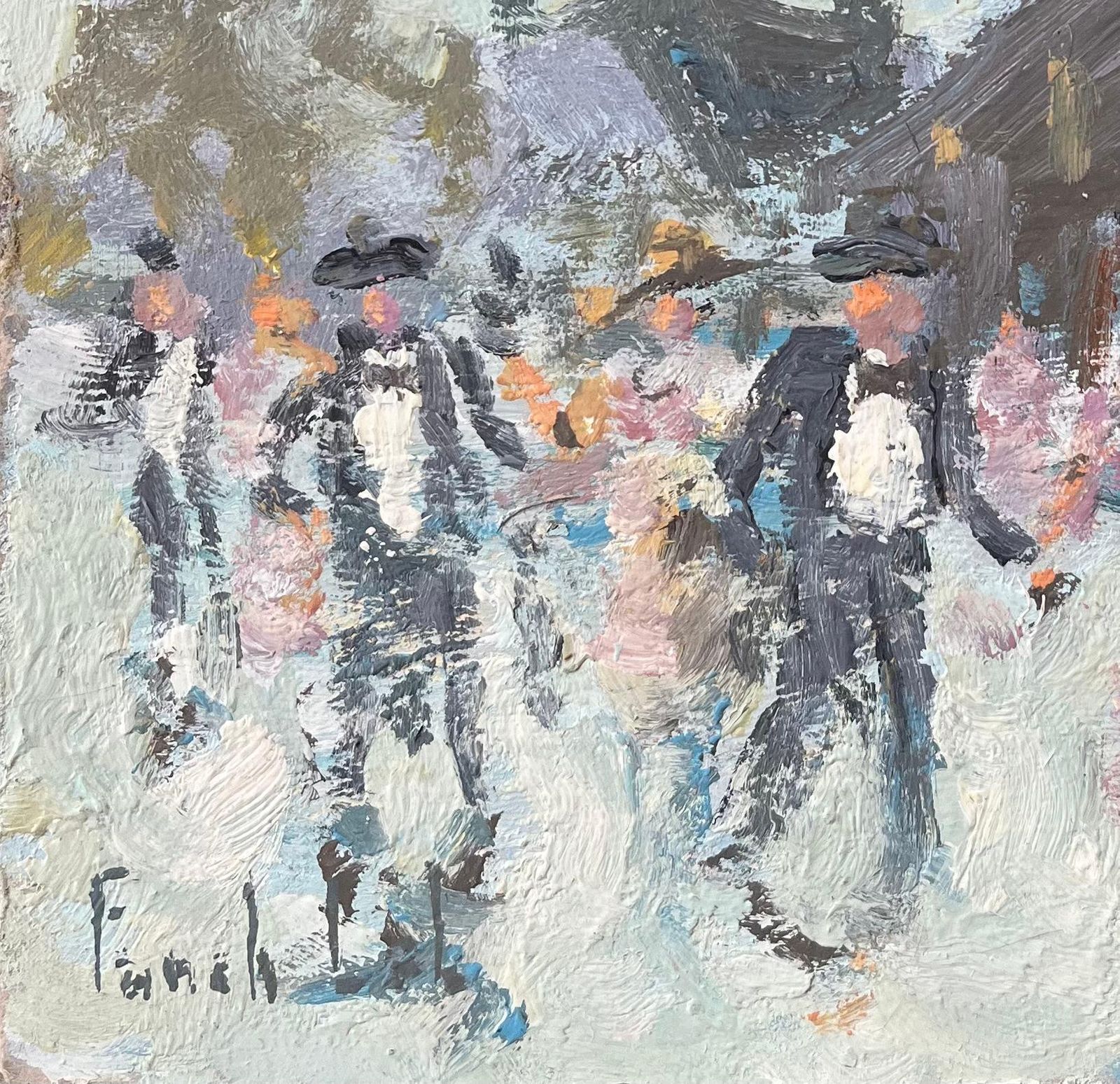 Fanch Lelfrench Impressionist Oil Painting Of A Village Dance Scene1990 photo 575.0