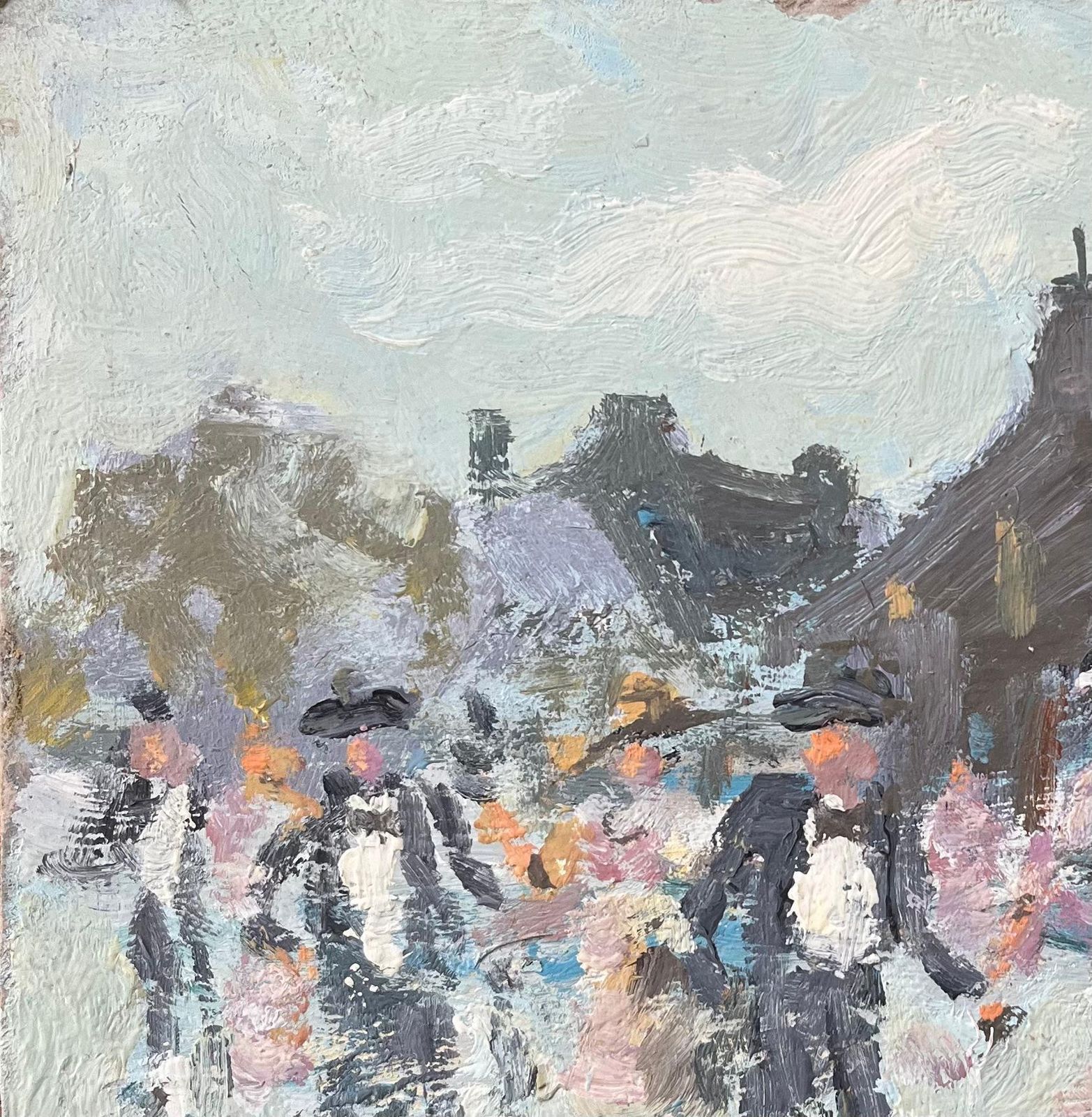 Fanch Lelfrench Impressionist Oil Painting Of A Village Dance Scene1990 photo vinterior