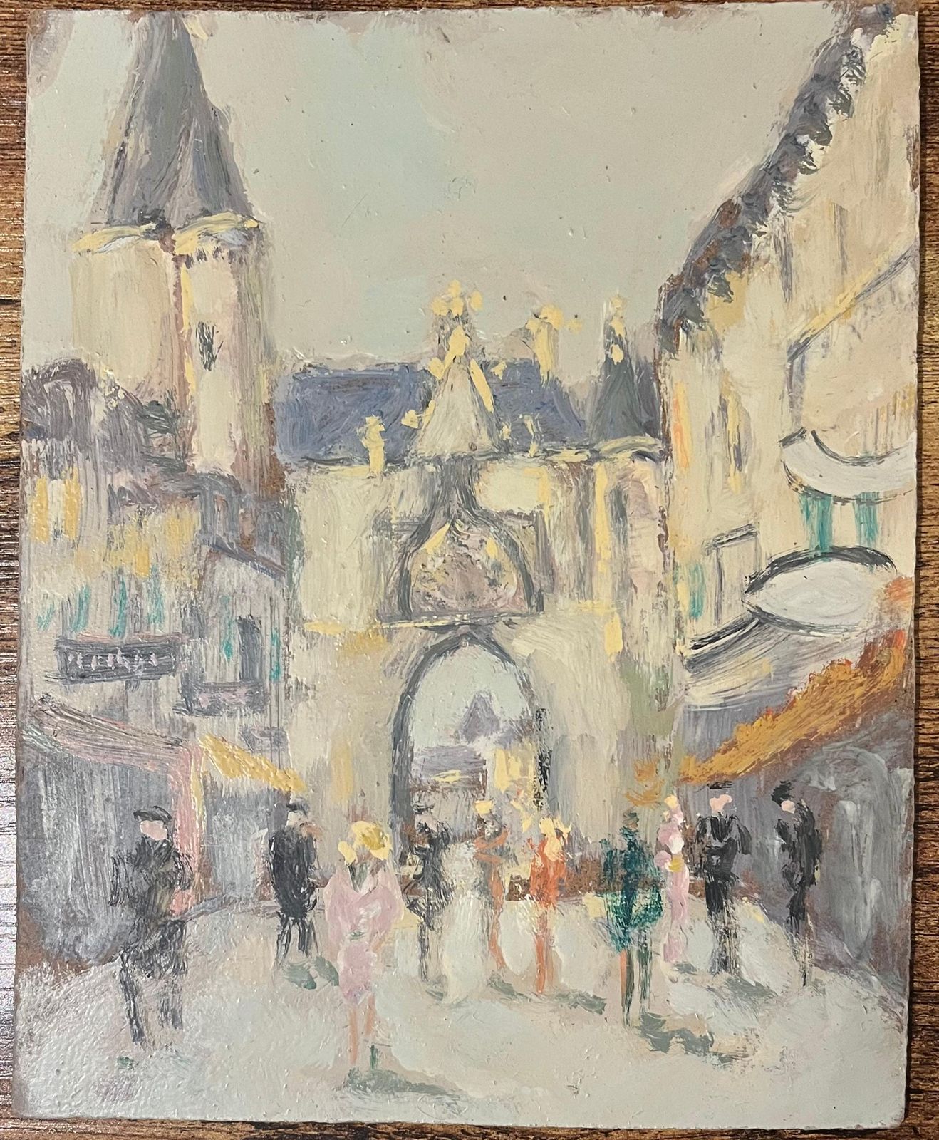 Fanch Lelfrench Impressionist Oil Painting Of Village Scene With Gothic Architecture20th Century photo furniture
