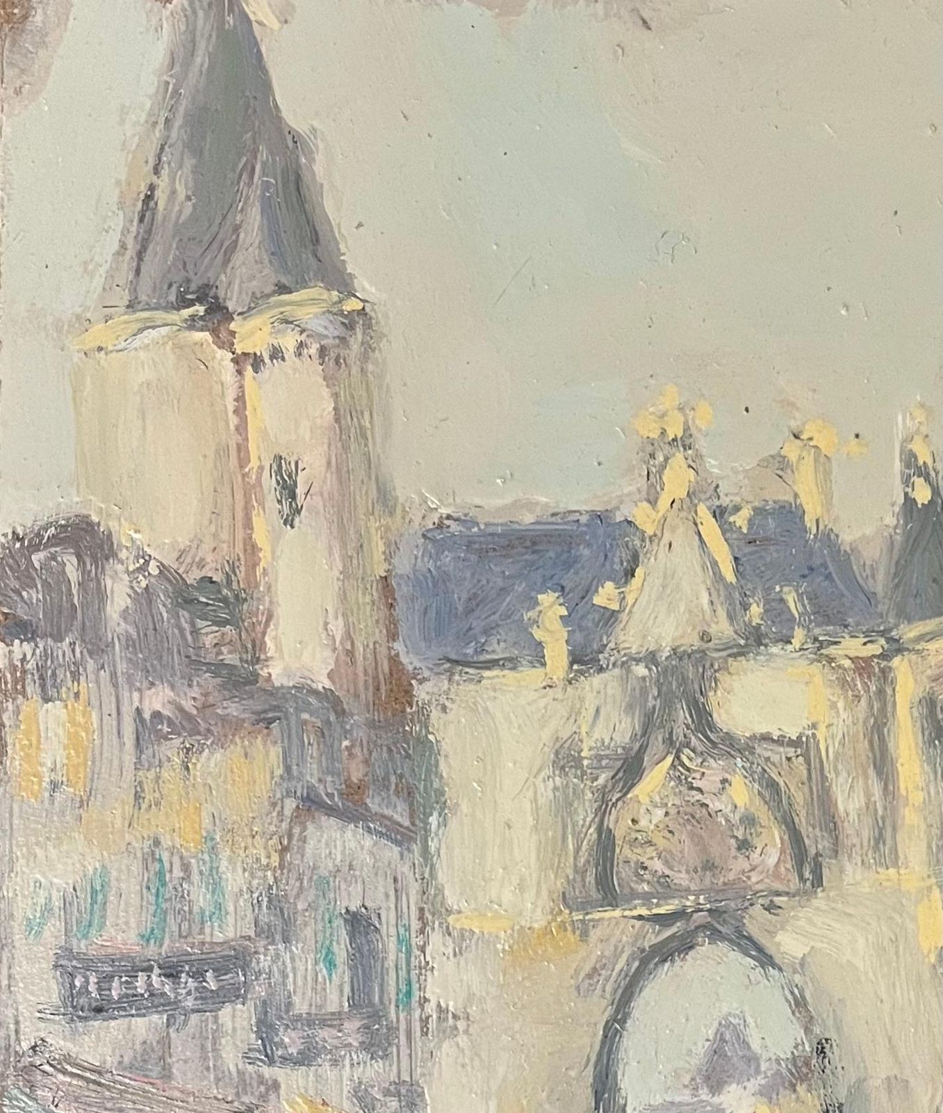 Fanch Lelfrench Impressionist Oil Painting Of Village Scene With Gothic Architecture20th Century photo vinterior