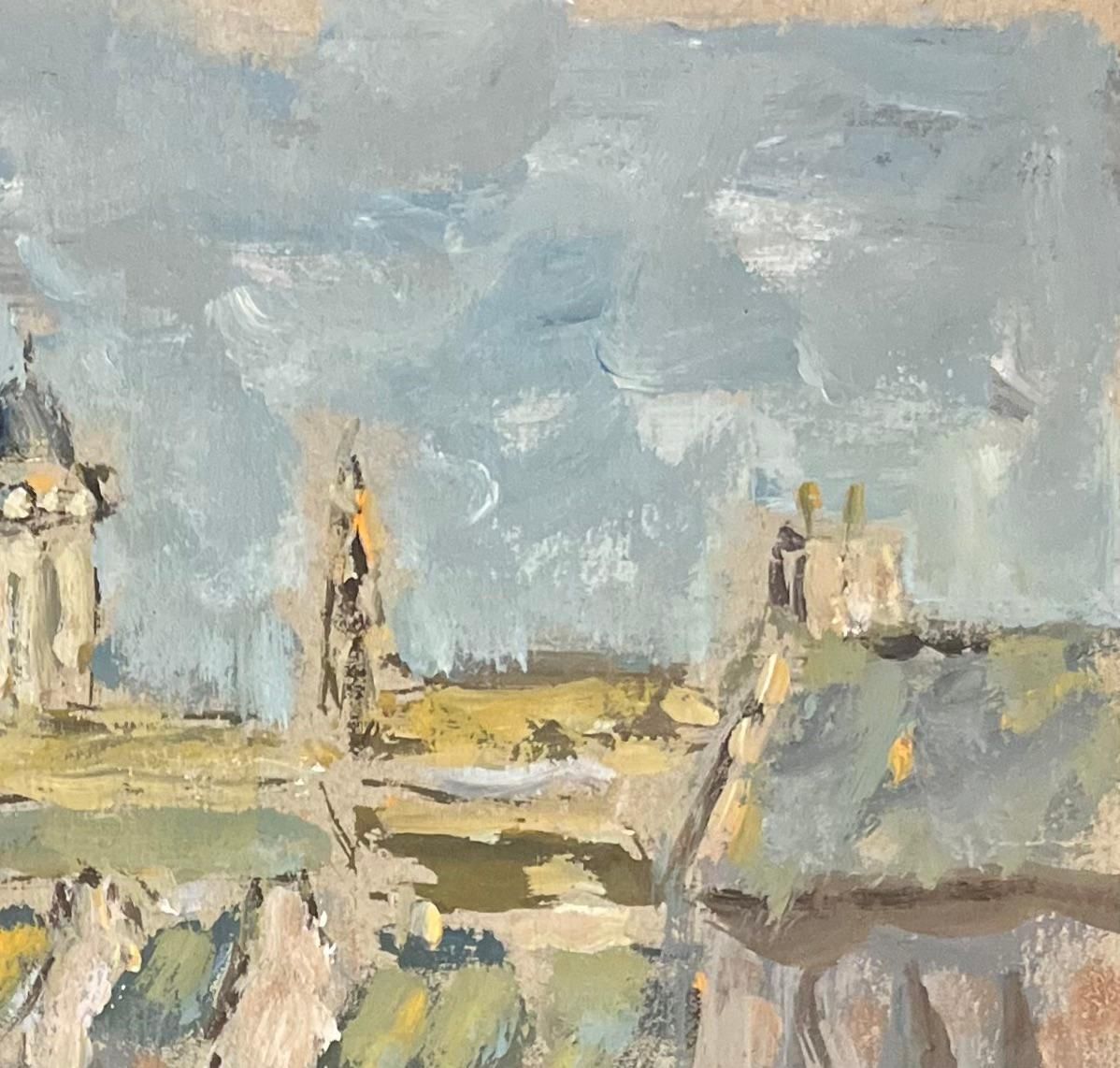 Fanch Lelfrench Impressionist Oil Painting Of Village Scene With Figures And Buildings2002 photo vinterior