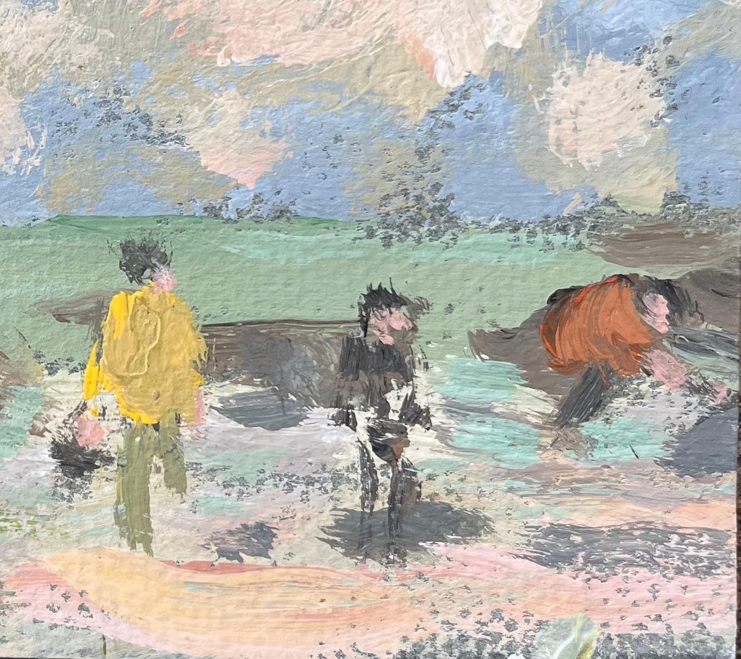 Fanch Lelfrench Impressionist Oil Painting Of Figures At The Beach At St Lunaire2005 photo for sale