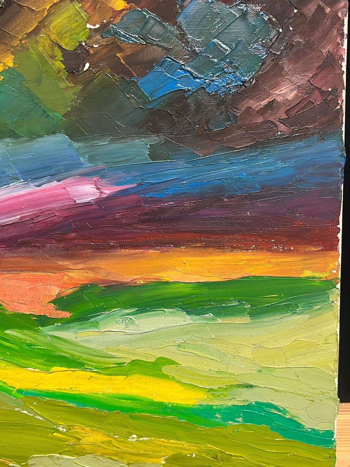 French Schoolvivid Rainbow Abstract Landscape With Bold Colors Dynamic Oil Painting20th Century photo vinterior